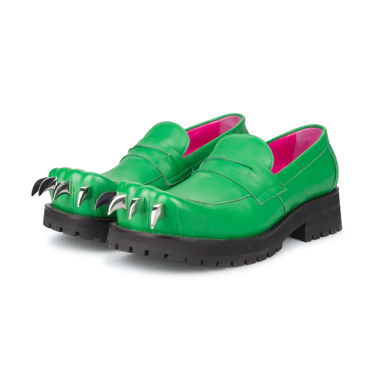 Leather Moccasin Moggies 'Green' Slip On