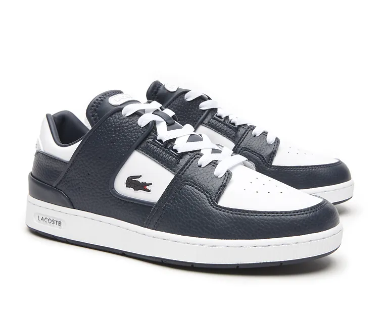 Short Distance Easy Slip On Men's Lacoste Court Cage 123 (White/Navy)