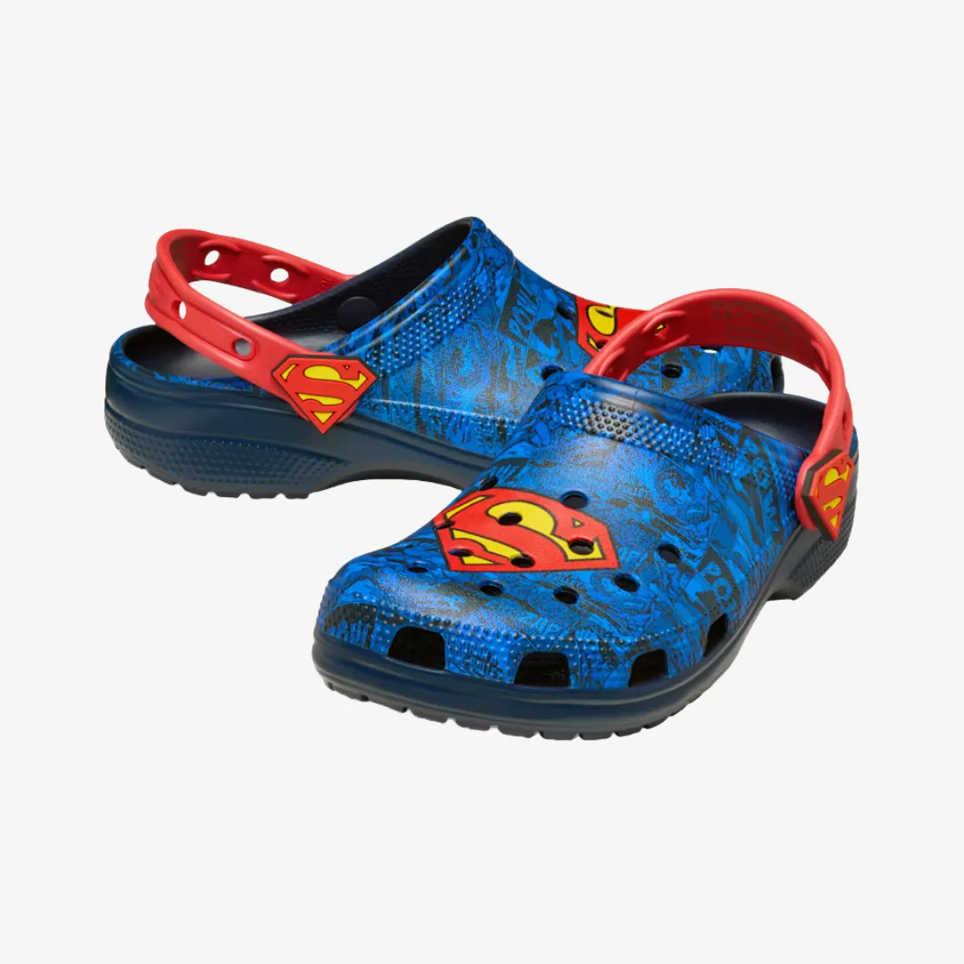 mens crocs x superman classic clog (blue/red) Waterproof Outdoor Travel Coastal vibe