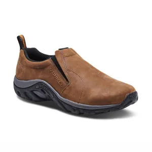 Men's Merrell Jungle Moc - Nubuck Brown - 45?? Angle - Available at Tradehome Shoes