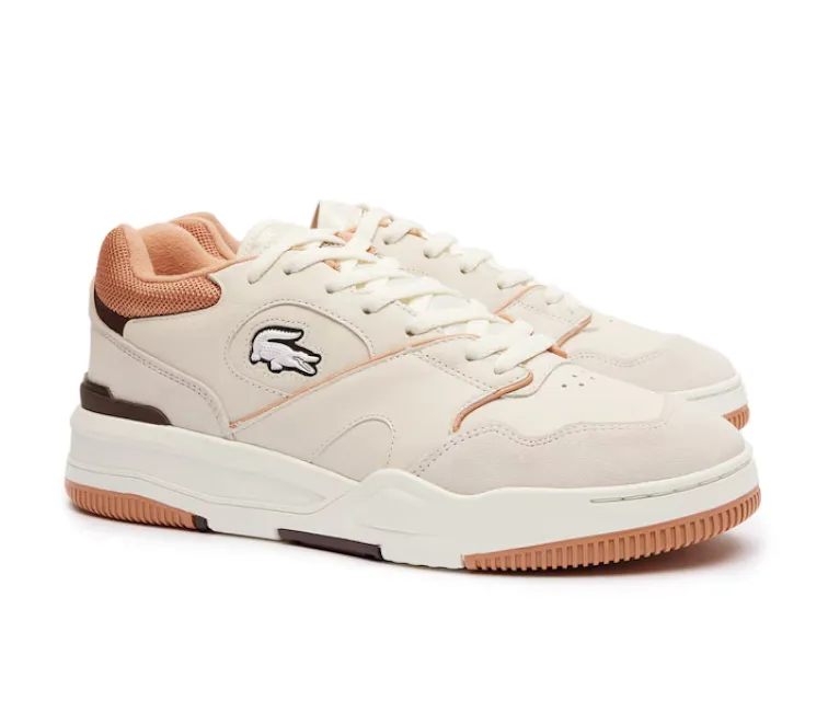 mom style Men's Lacoste Lineshot 124 3 SMA (Off White/Light Brown)