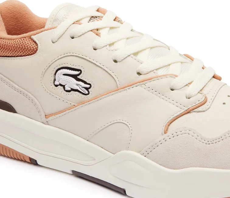 Rubber   sole ElasticMaterial Men's Lacoste Lineshot 124 3 SMA (Off White/Light Brown)