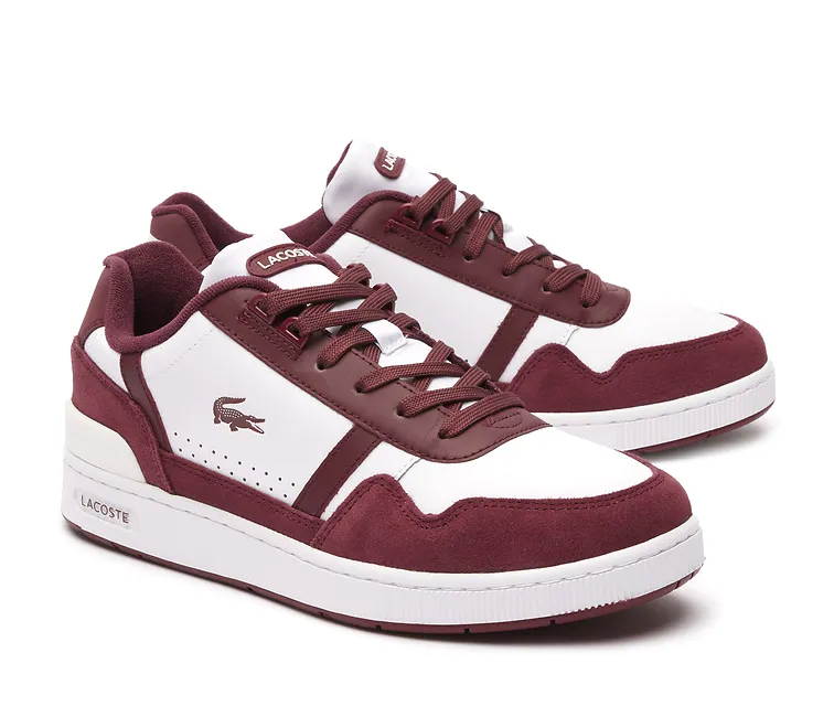 Comfortable Soles Men's Lacoste T-Clip 223 3 (White/Burgundy)