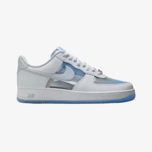 mens nike air force 1 retro (white/pure platinum/university blue) Night Glow