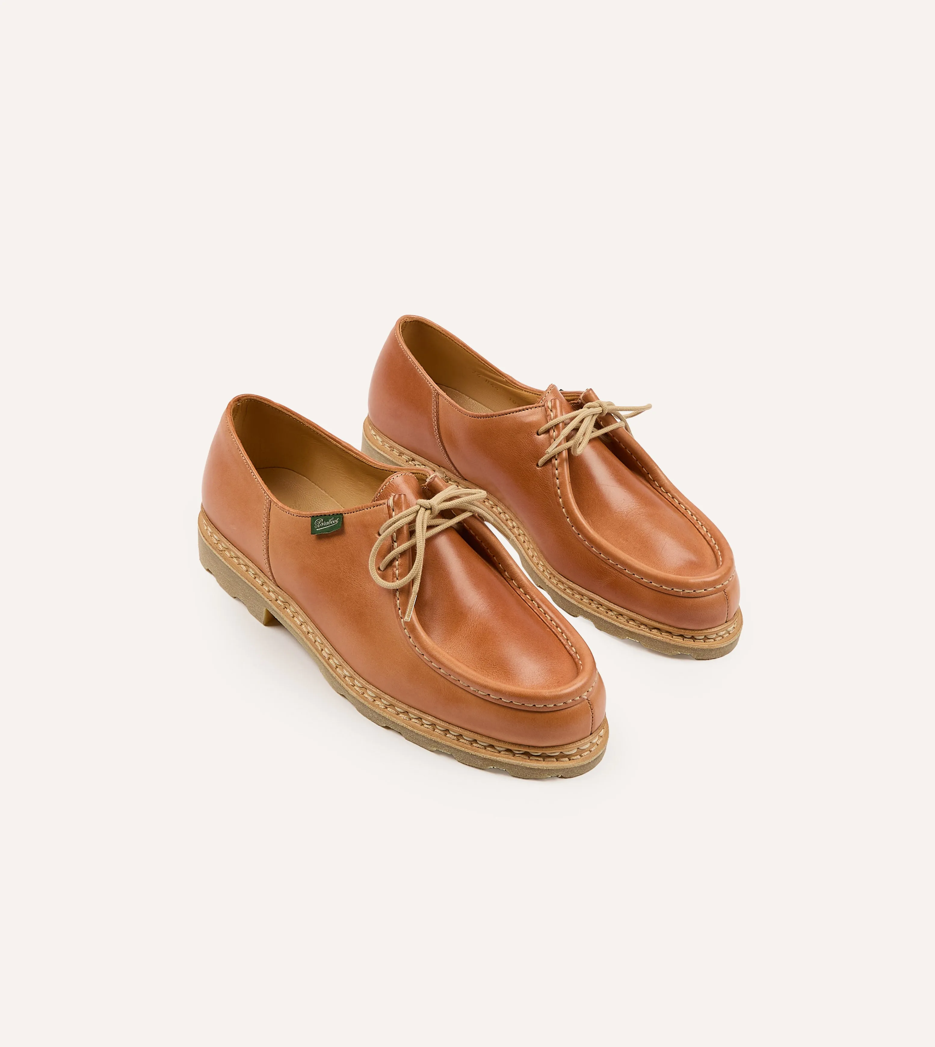 Rare Paraboot Michael Camel Leather Derby Shoe