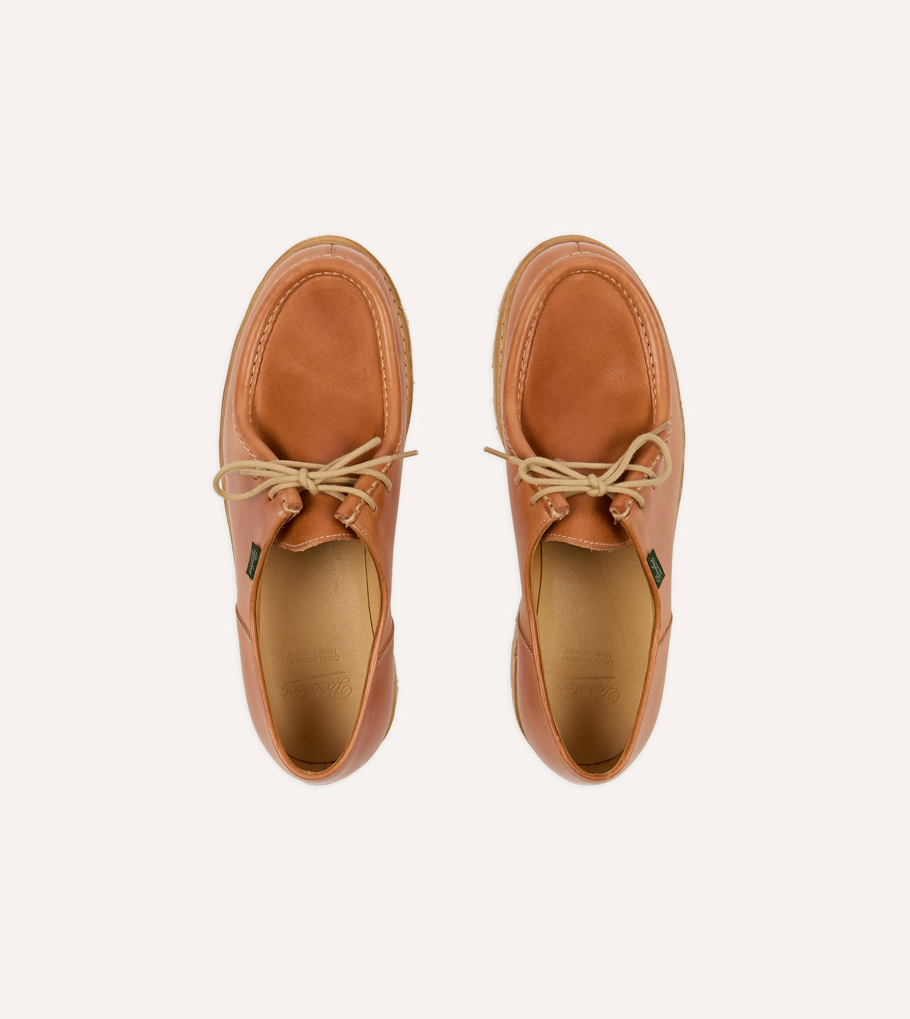 irreplaceable Paraboot Michael Camel Leather Derby Shoe
