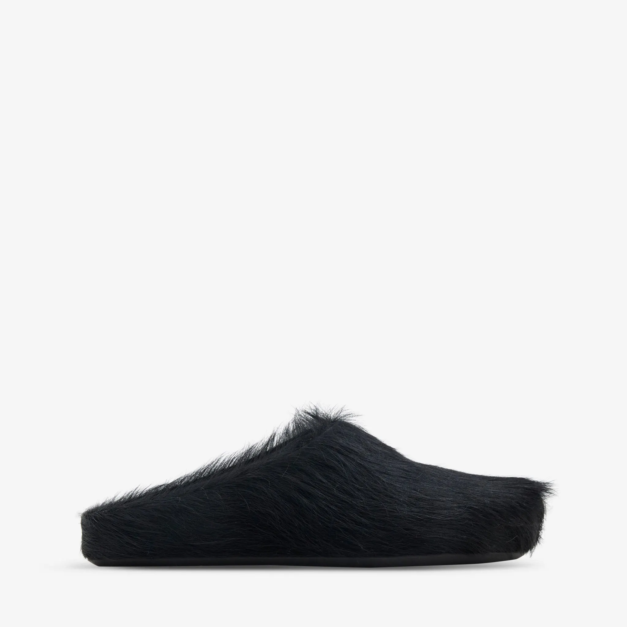 Long Hair Calfskin Fussbett Sabot Black Multi Purpose