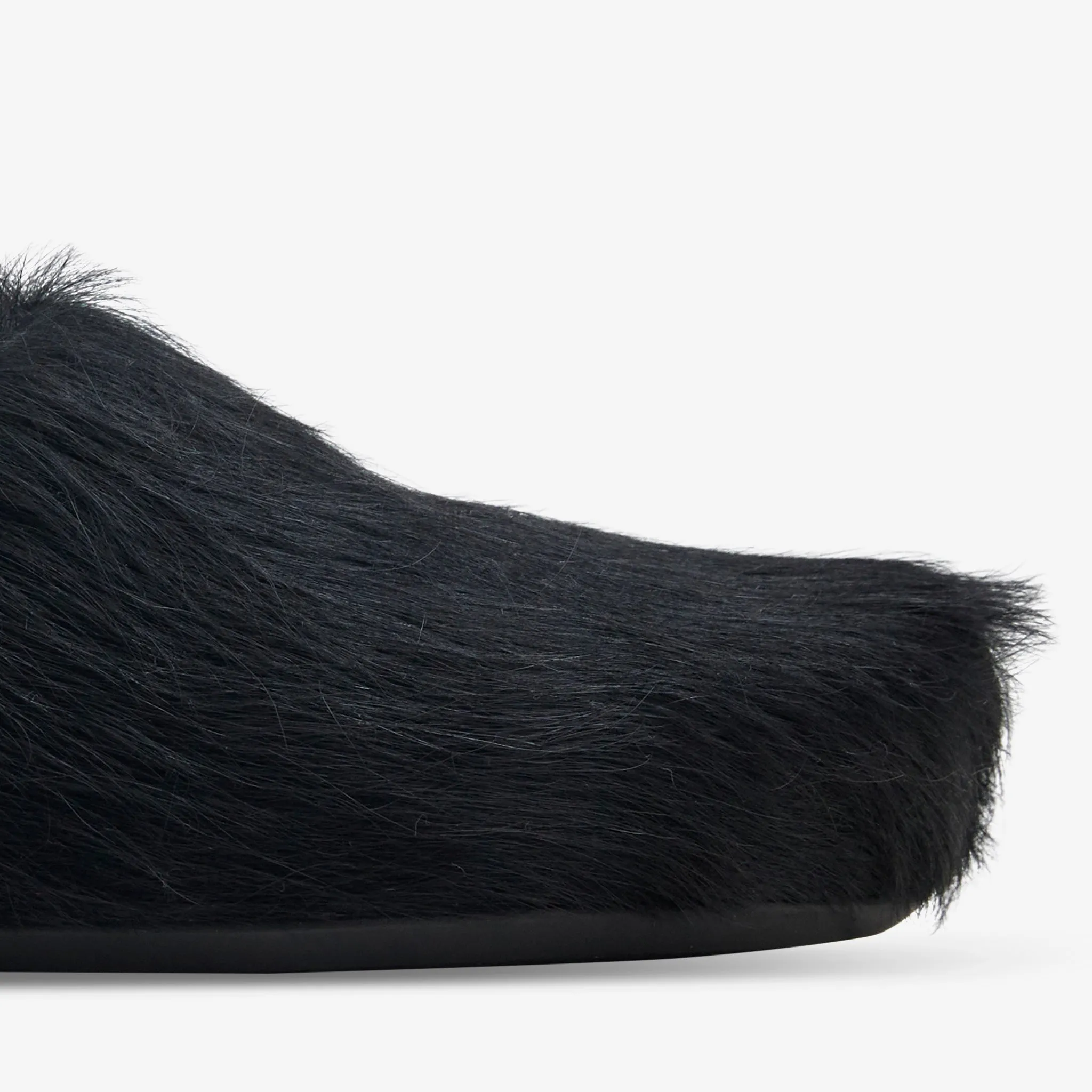 Long Hair Calfskin Fussbett Sabot Black Active Feet Hot Weather