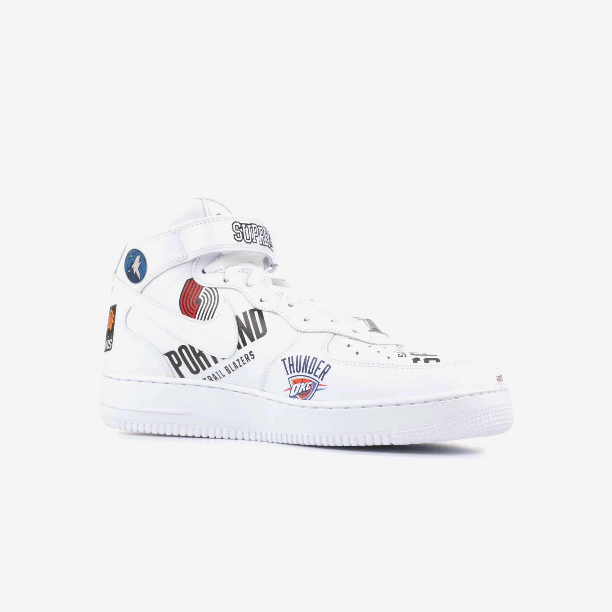 Nike Air Force 1 Mid Supreme NBA White Comfortable Sides