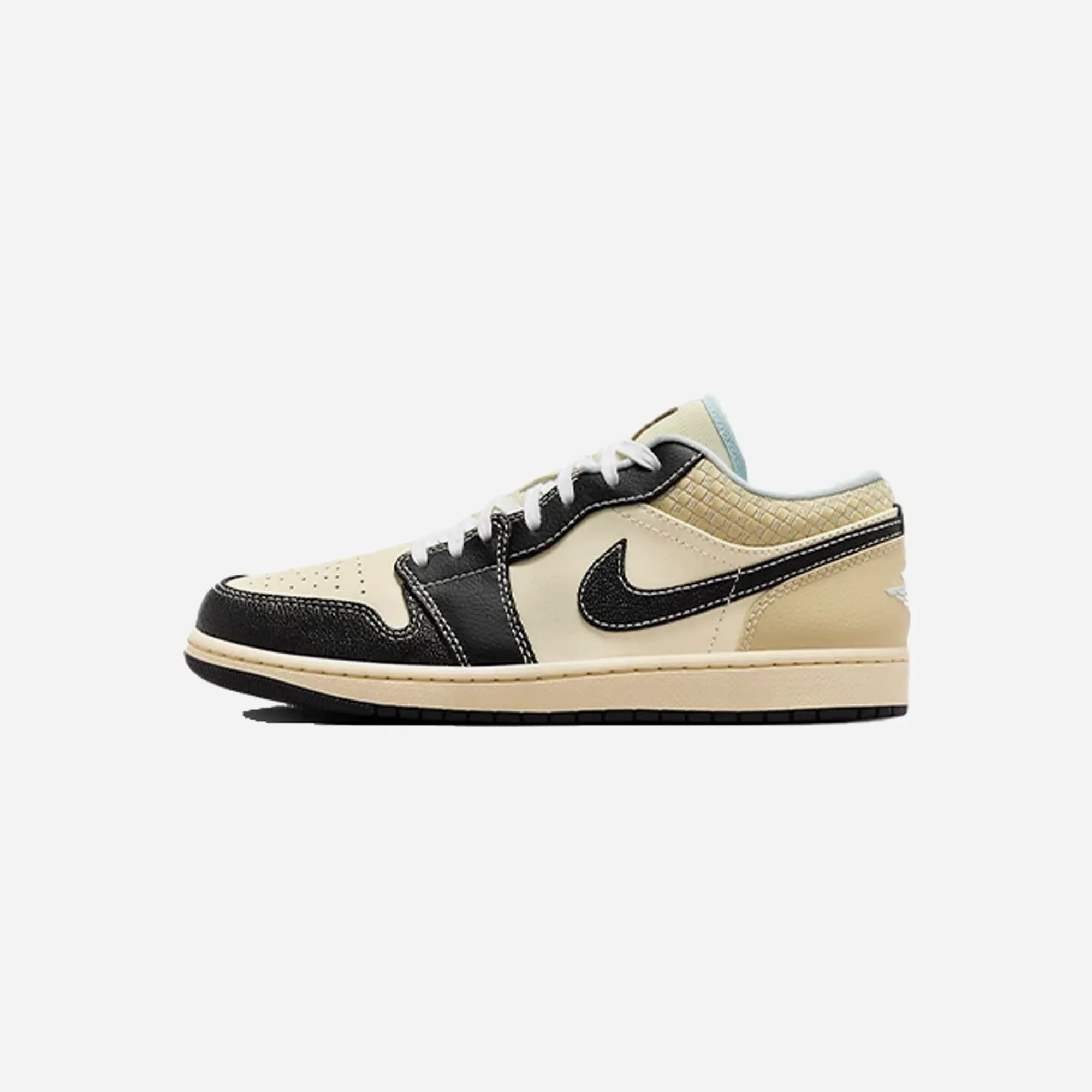 Nike Air Jordan 1 Low Coconut Milk Black Muslin Torsion Stability Systems suede upper