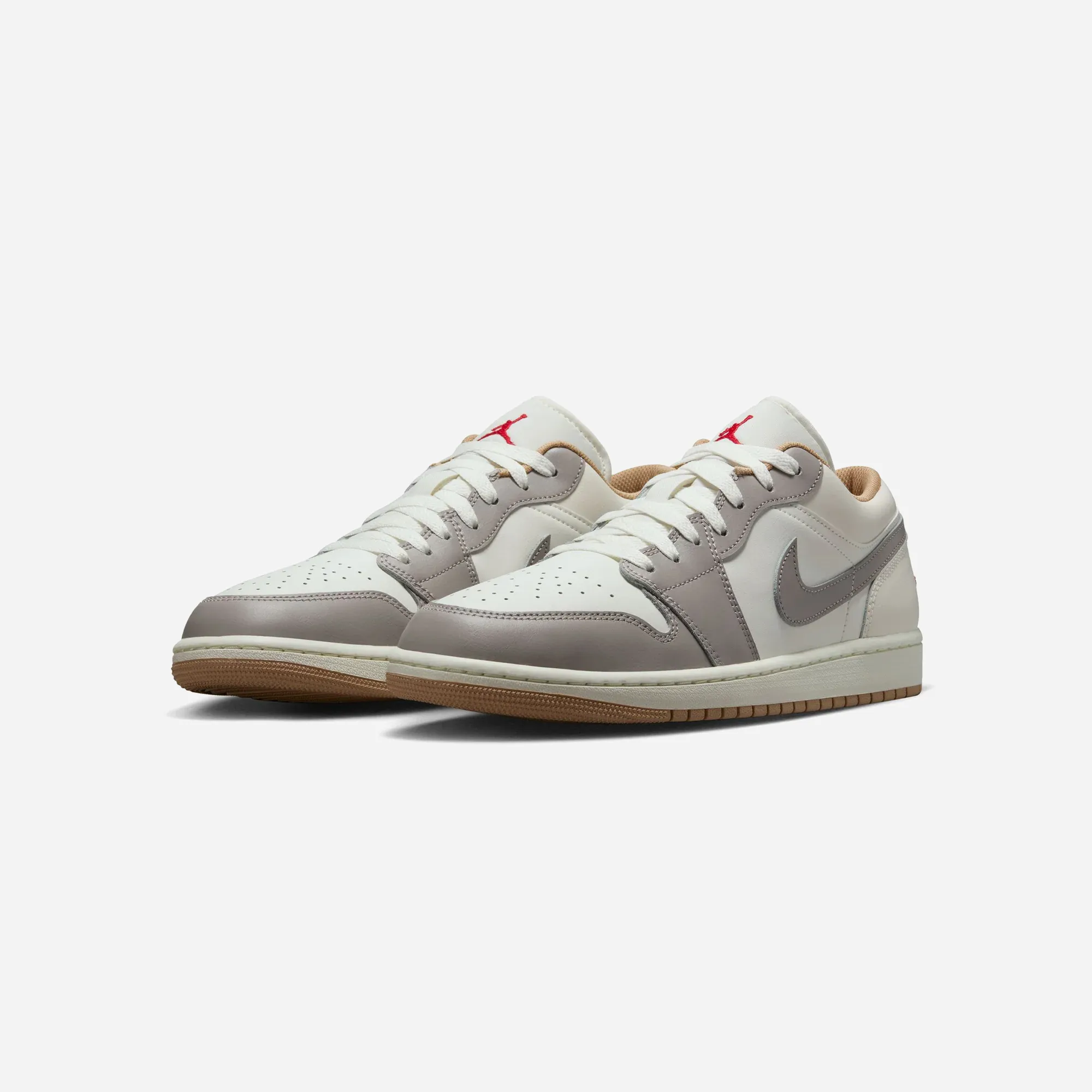 Nike Air Jordan 1 Low Sail/Fire Red College Grey Hemp Molded Heel Counter Quiet Ground