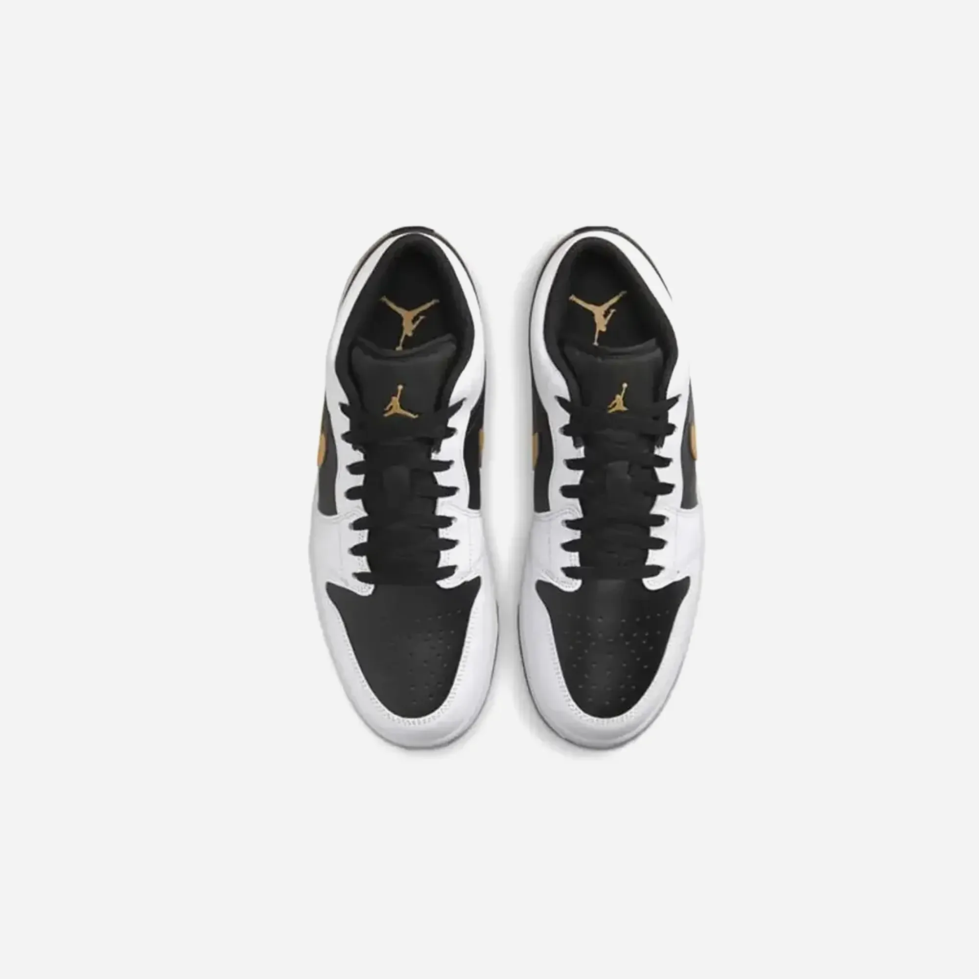 High Speed Soft Knit Nike Air Jordan 1 Low White Black Metallic Gold Swoosh