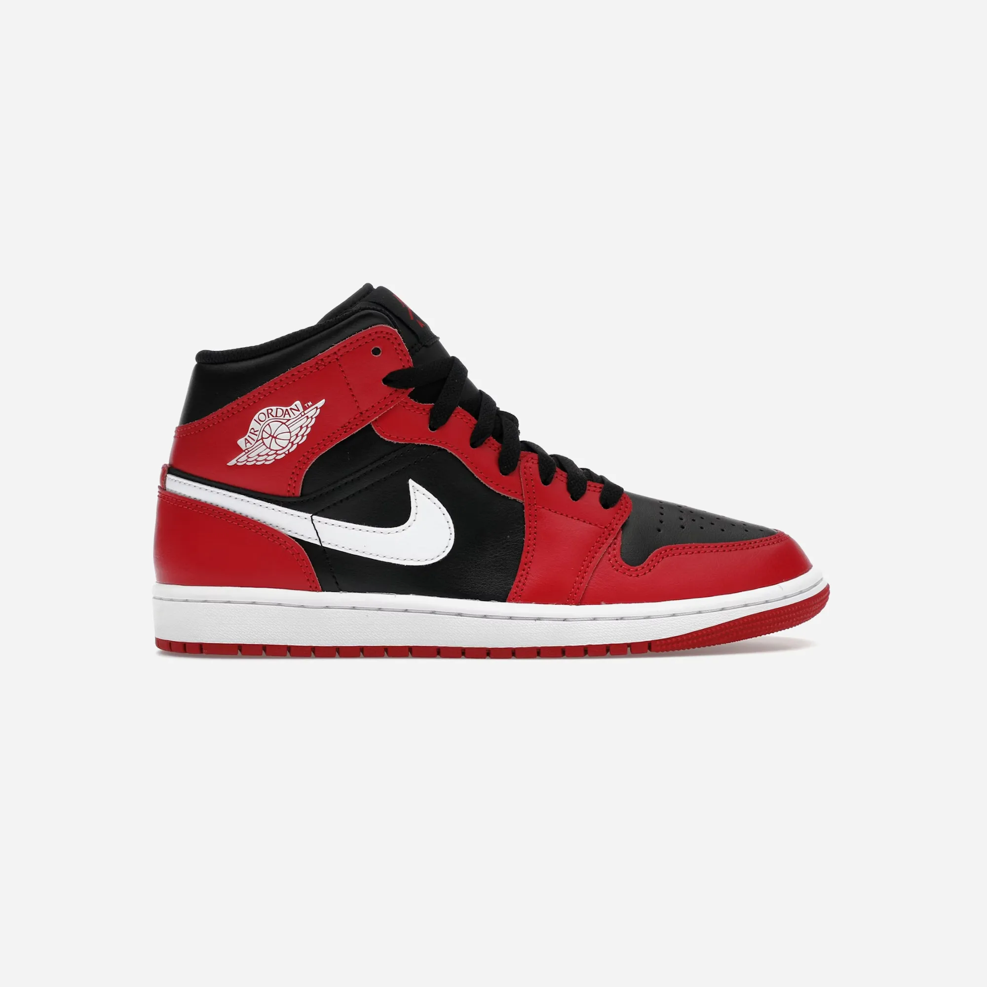 Nike Air Jordan 1 Mid Gym Red Black White Comfort Soles SlipResistantOutsole