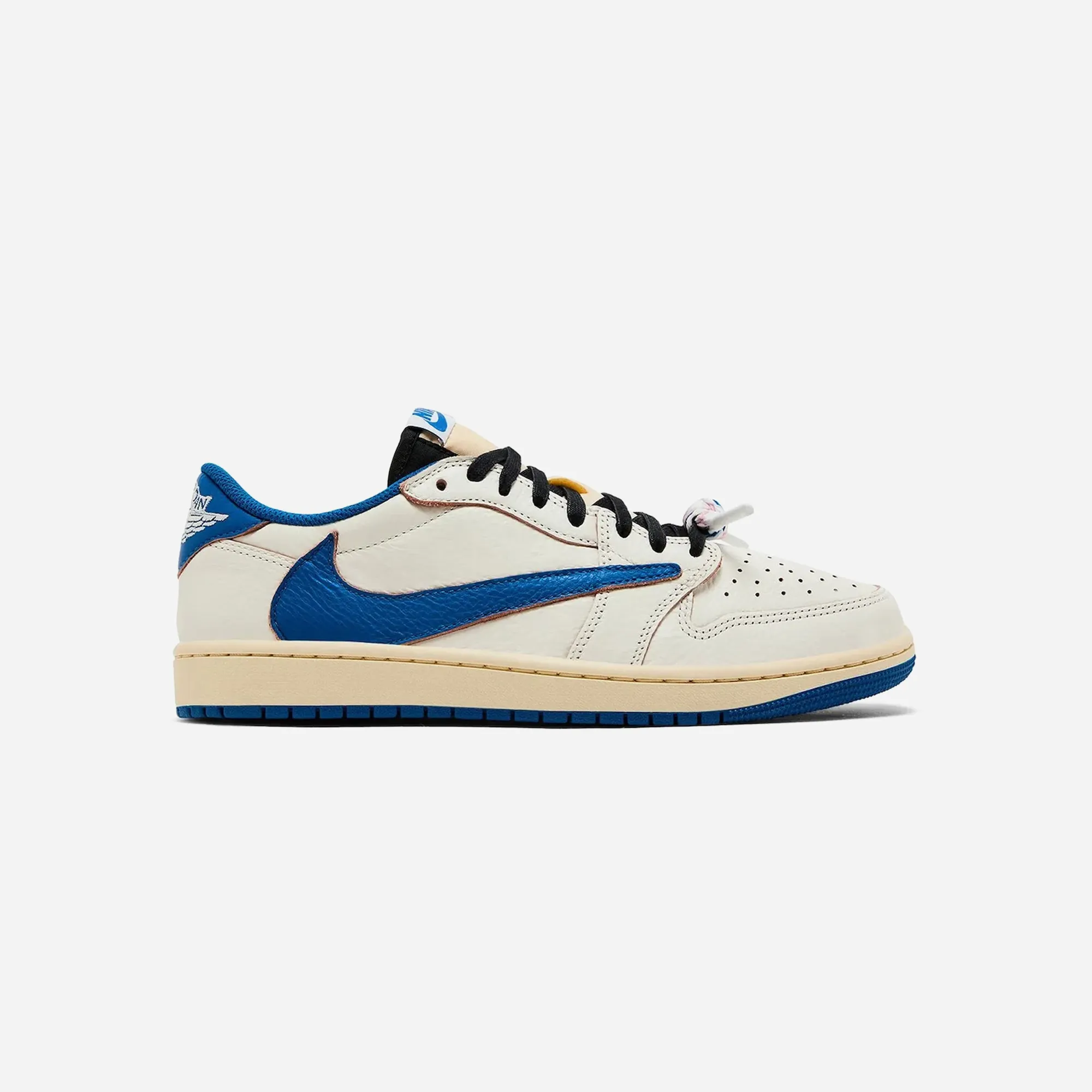 Nike Air Jordan 1 Retro Low OG SP Fragment x Travis Scott Sail Military Blue Durable arch Casual Appeal