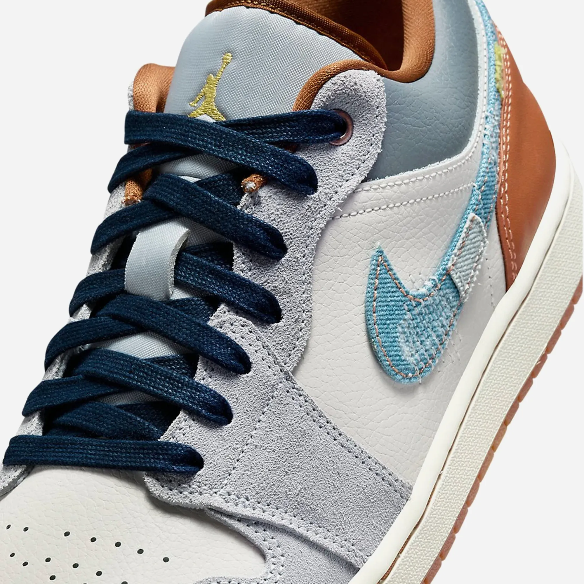 Nike Jordan 1 Low SE Phantom Repaired Denim Swoosh waterproof membrane Thermoregulating Fabric