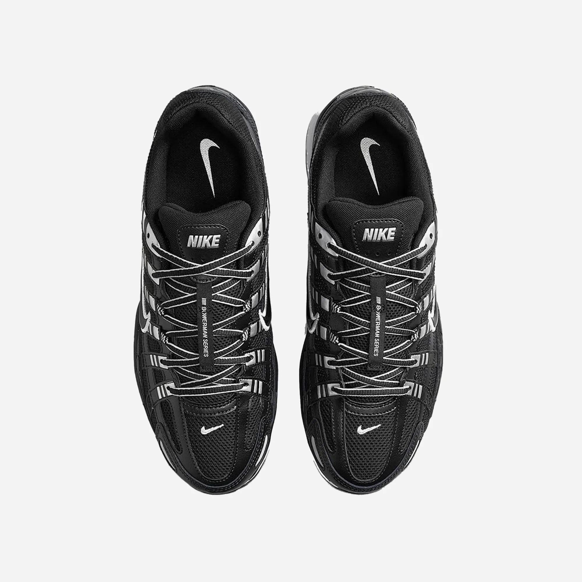 Nike P-6000 Black Metallic Silver Quick Release Heat Dissipating Design