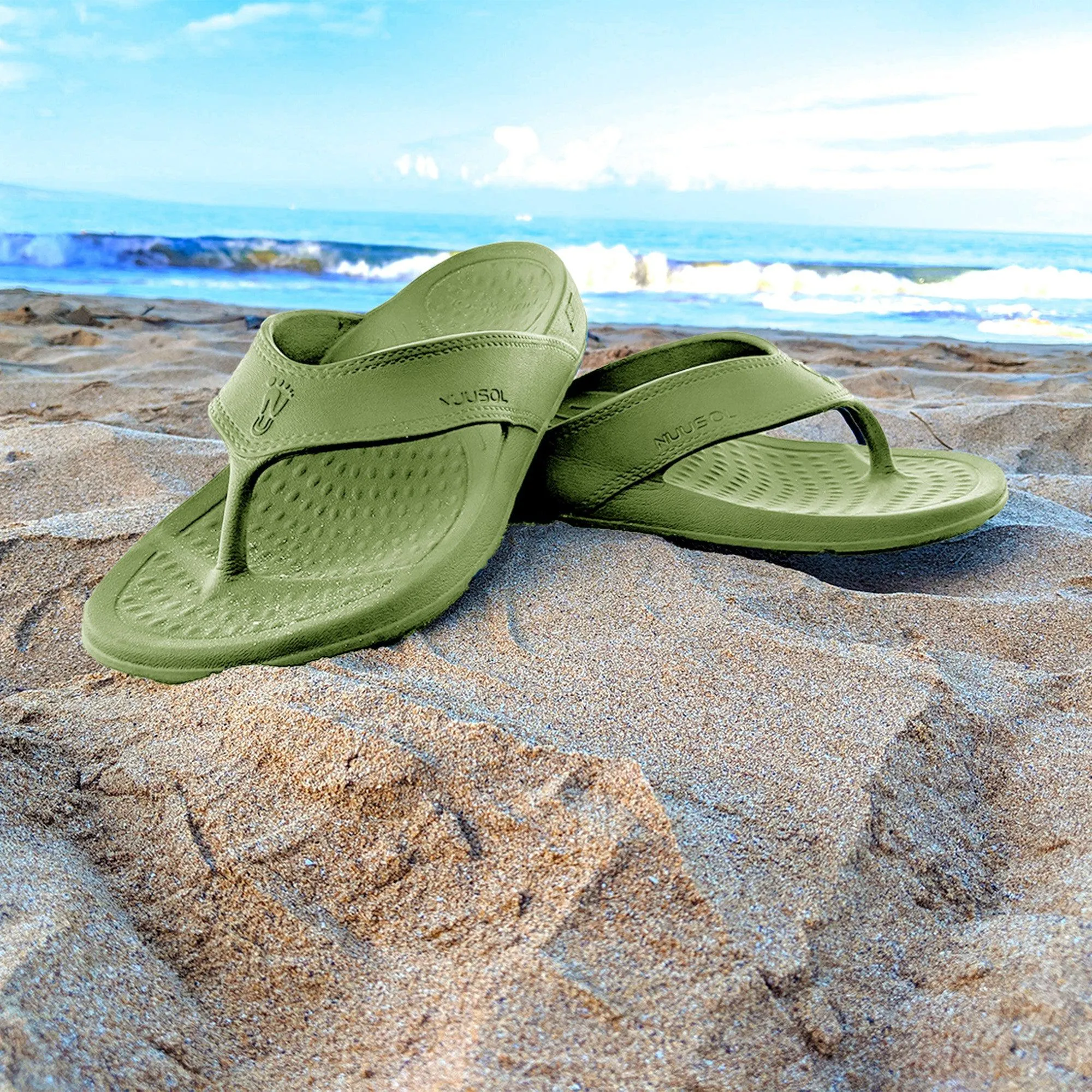 Slip Off EVAOutsole NUUSOL MEN'S CASCADE FLIP FLOP - GREEN