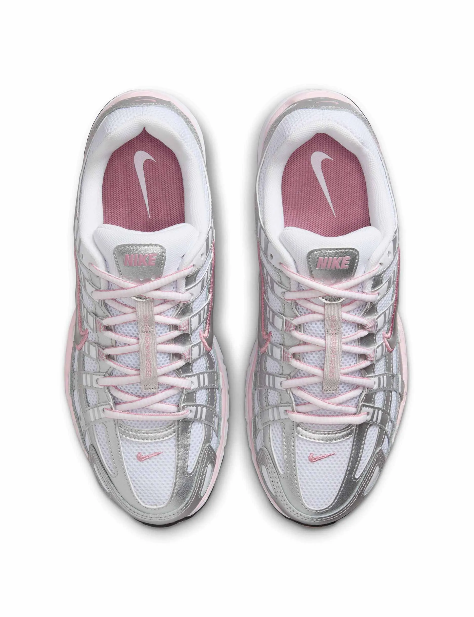Bold Detail Easy Fit P-6000 Shoes - White/Metallic Silver/Elemental Pink