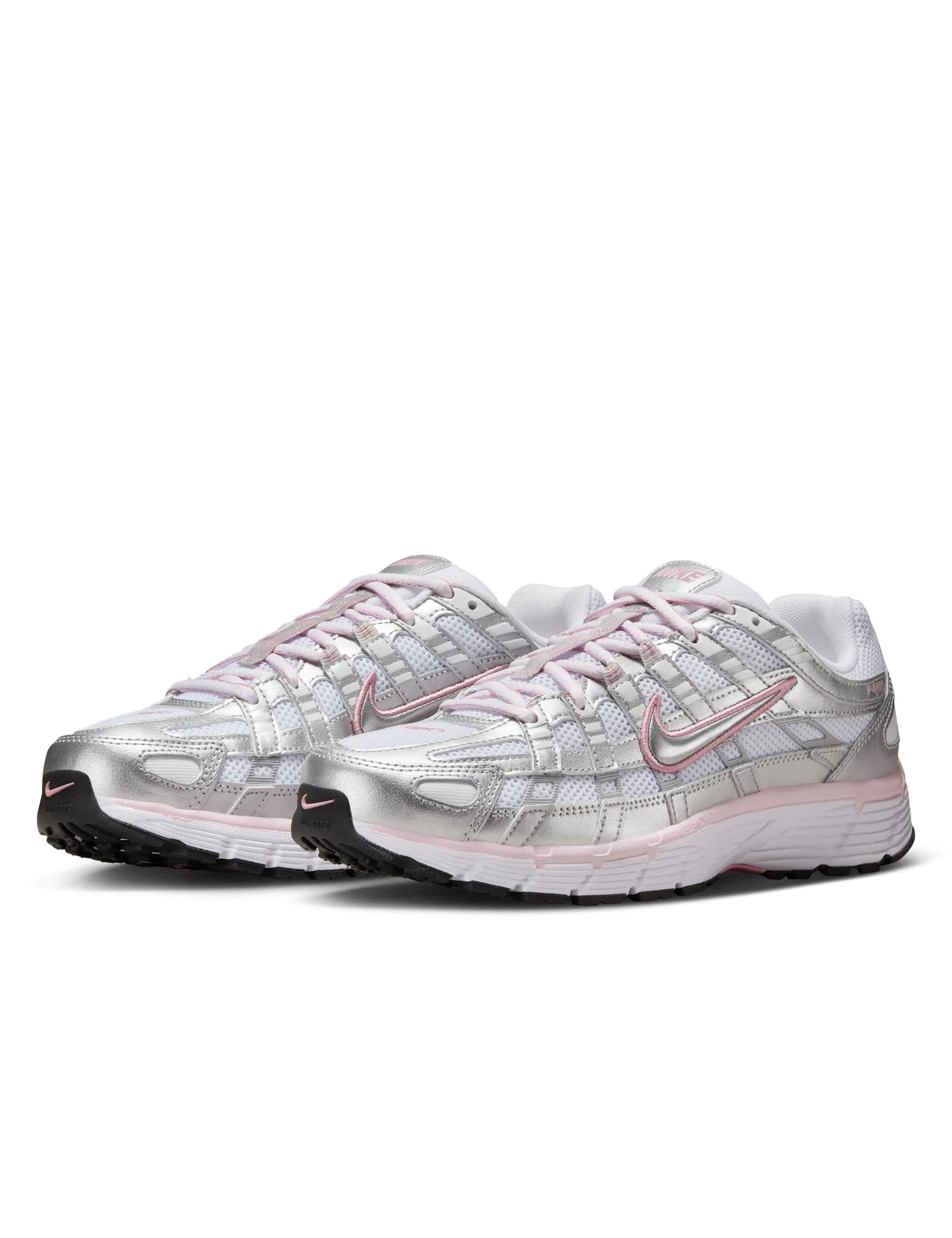 Reinforced Heel Support Ventilated Lining P-6000 Shoes - White/Metallic Silver/Elemental Pink