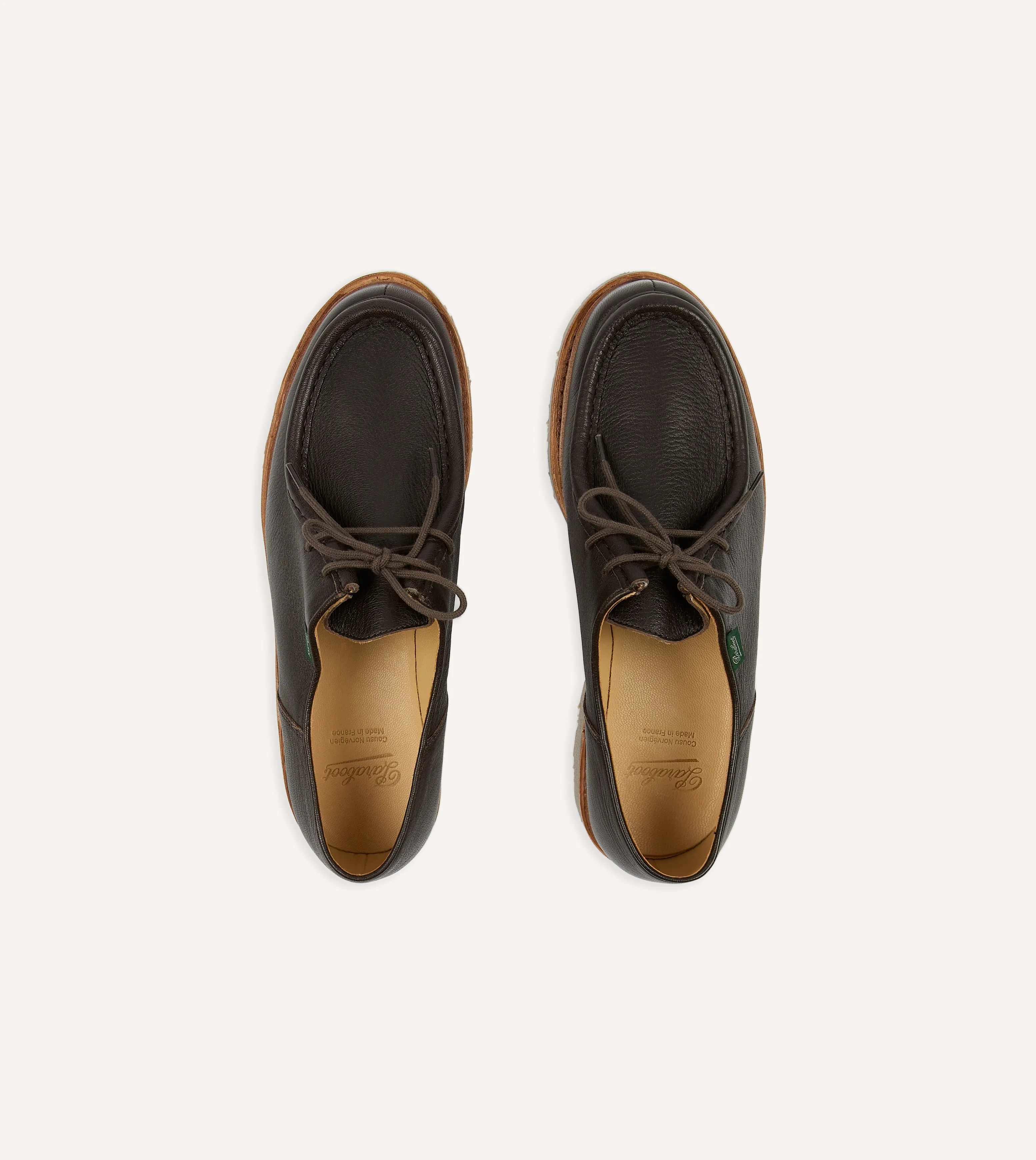 Paraboot Michael Marron Deer Leather Derby Shoe Street cushioning decorative - strap