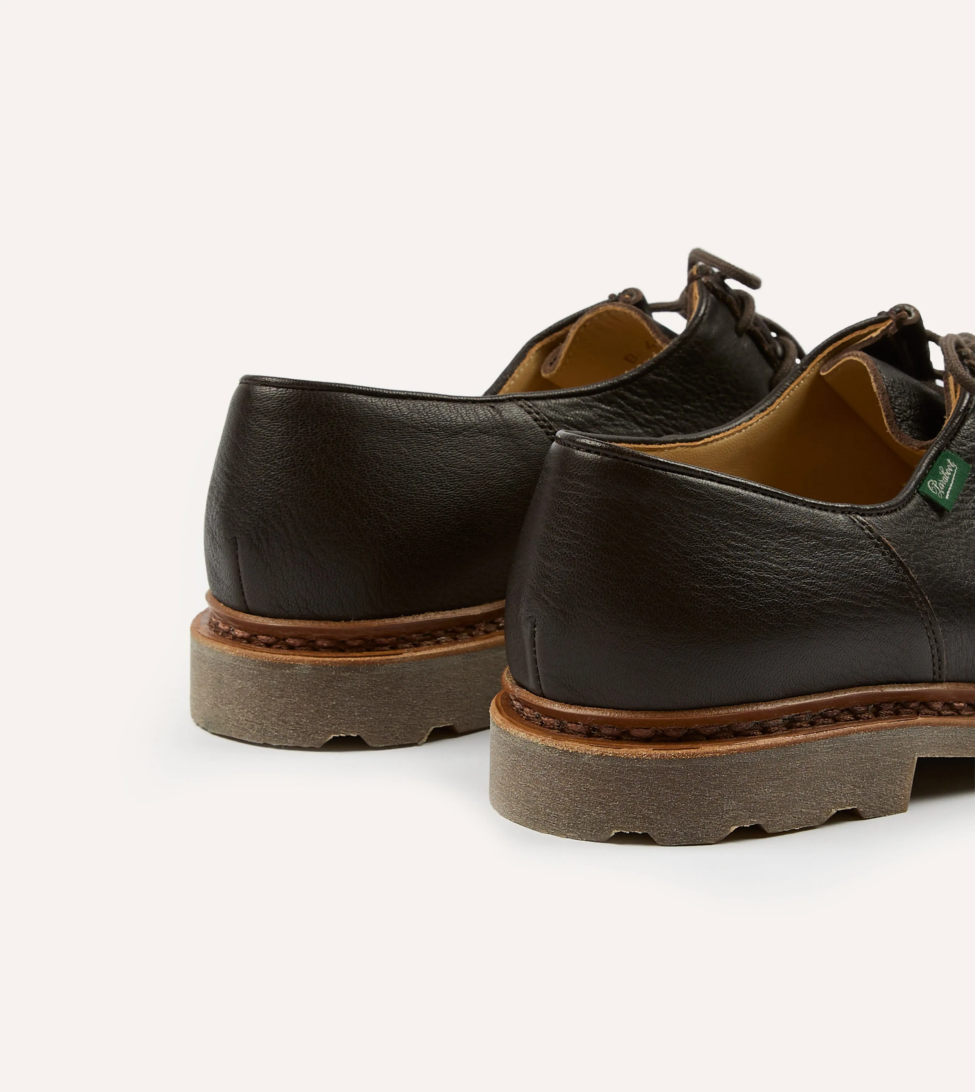 Paraboot Michael Marron Deer Leather Derby Shoe Padded Tongue Solid Color