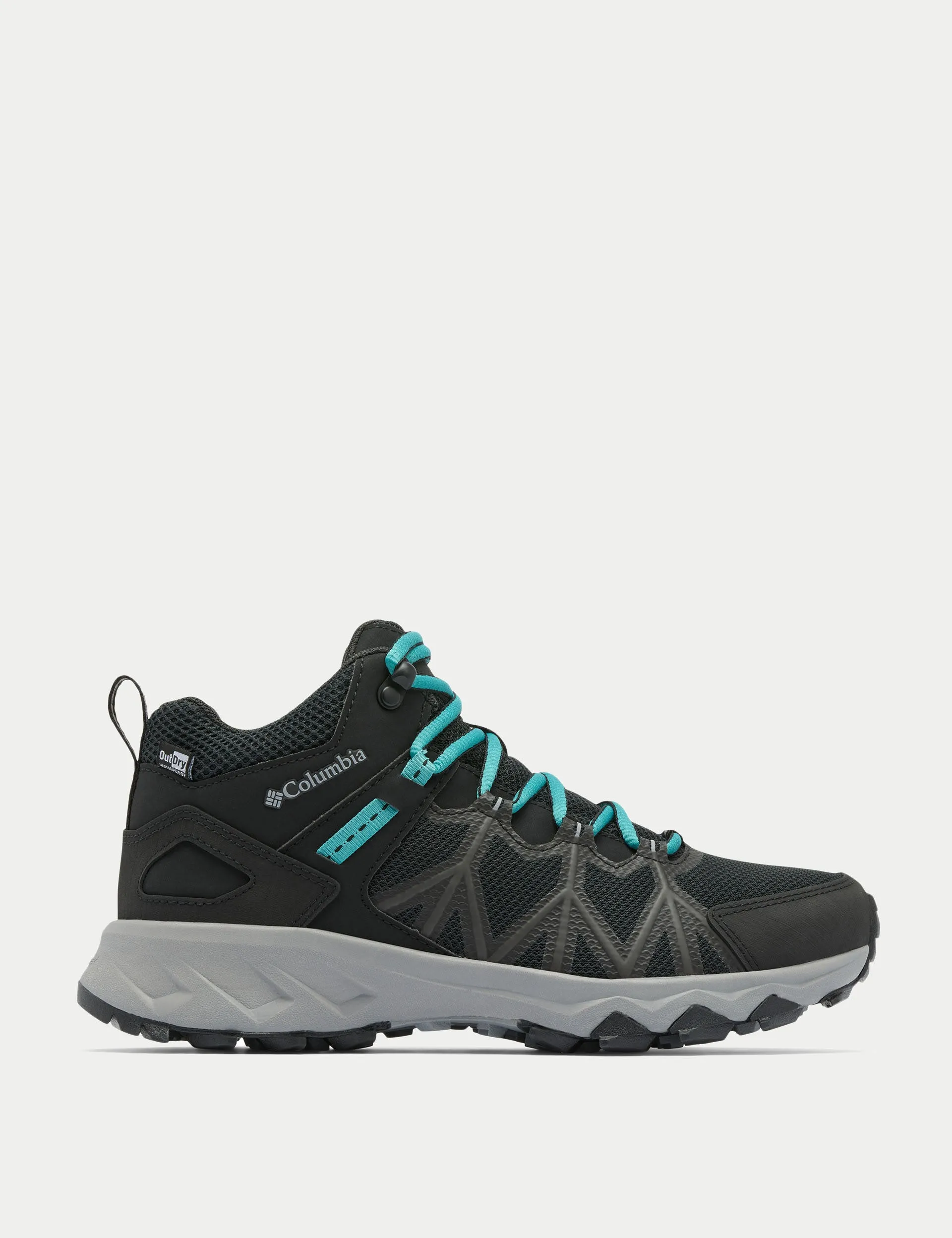 Low Bounce Mid Top Design Peakfreak II Mid Outdry Hiking Shoe - Black/Teal