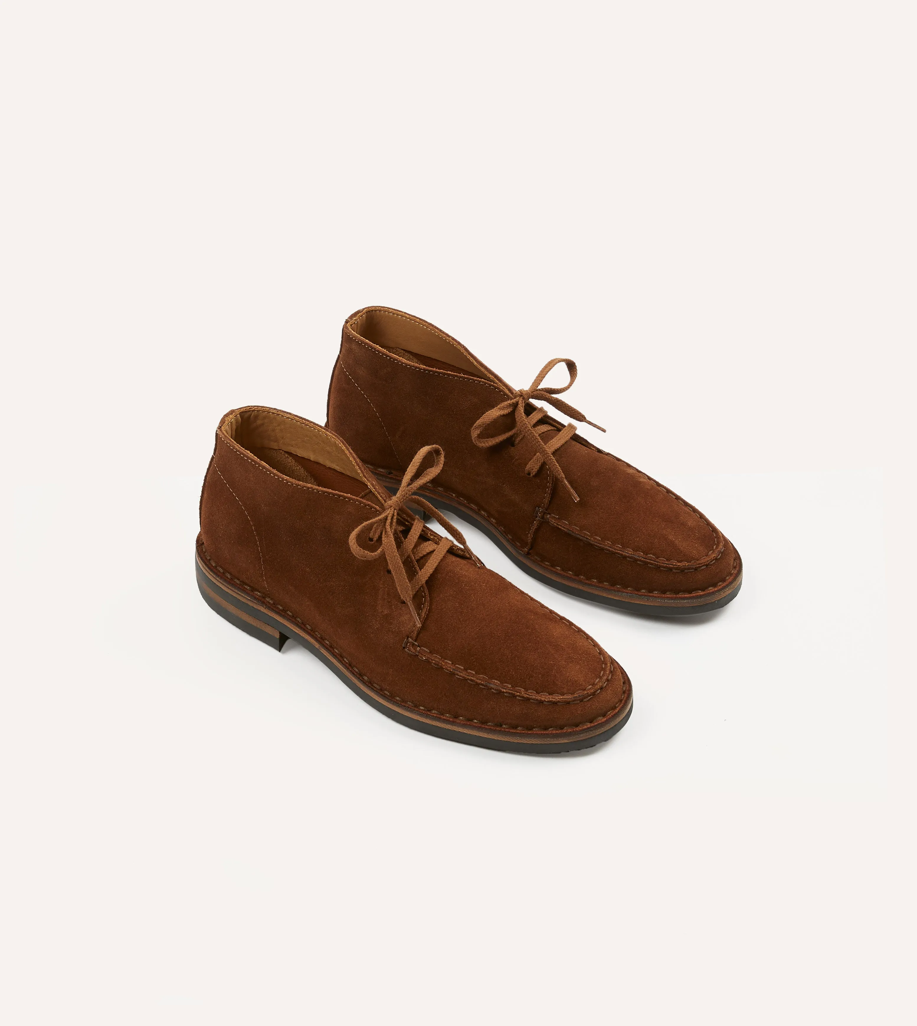 Crosby Moc-Toe Chukka Boot Light Brown Roughout Suede with Rubber Sole Hiking Boots