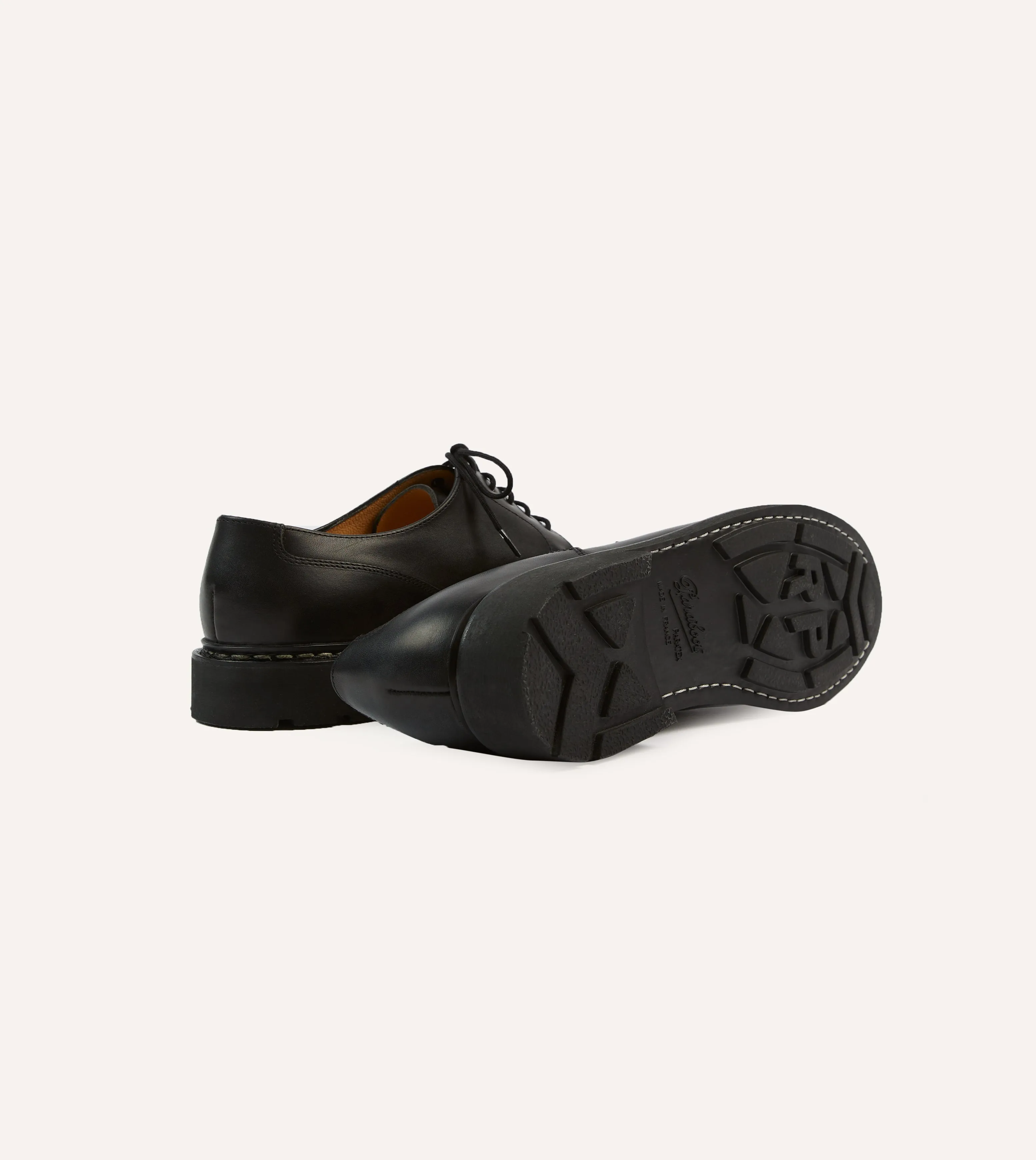 Paraboot Chambord Black Leather Derby Shoe sunny - day shoes Rough texture