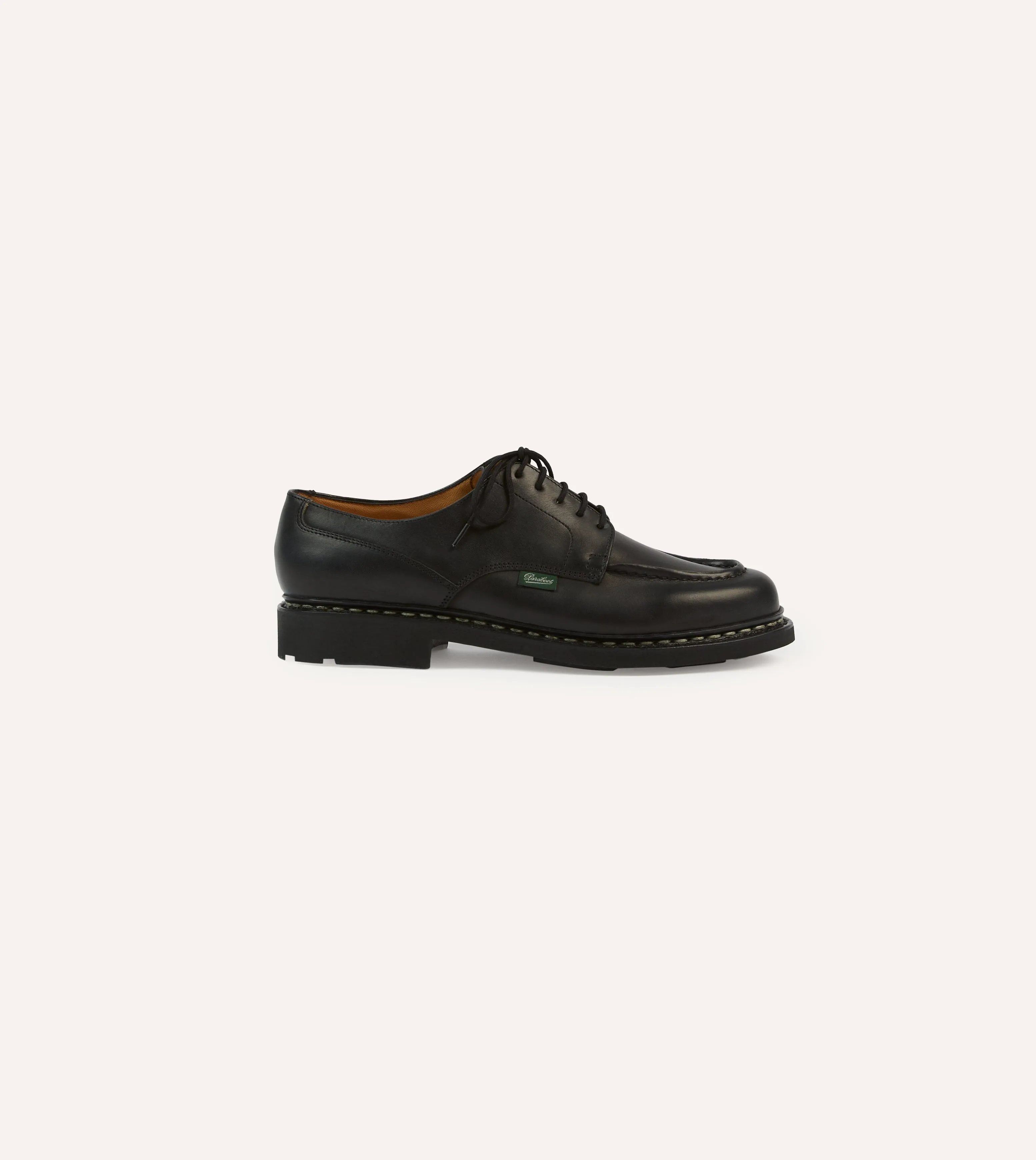 Paraboot Chambord Black Leather Derby Shoe daily commuters open - toe