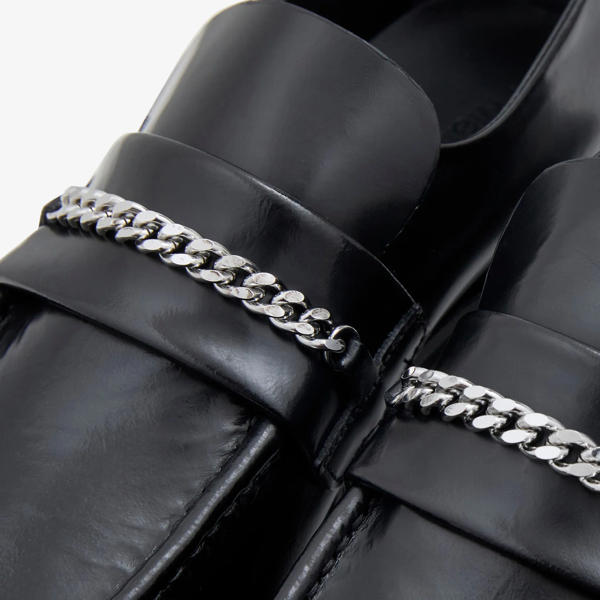 lace up closure Square Toe Loafer Black