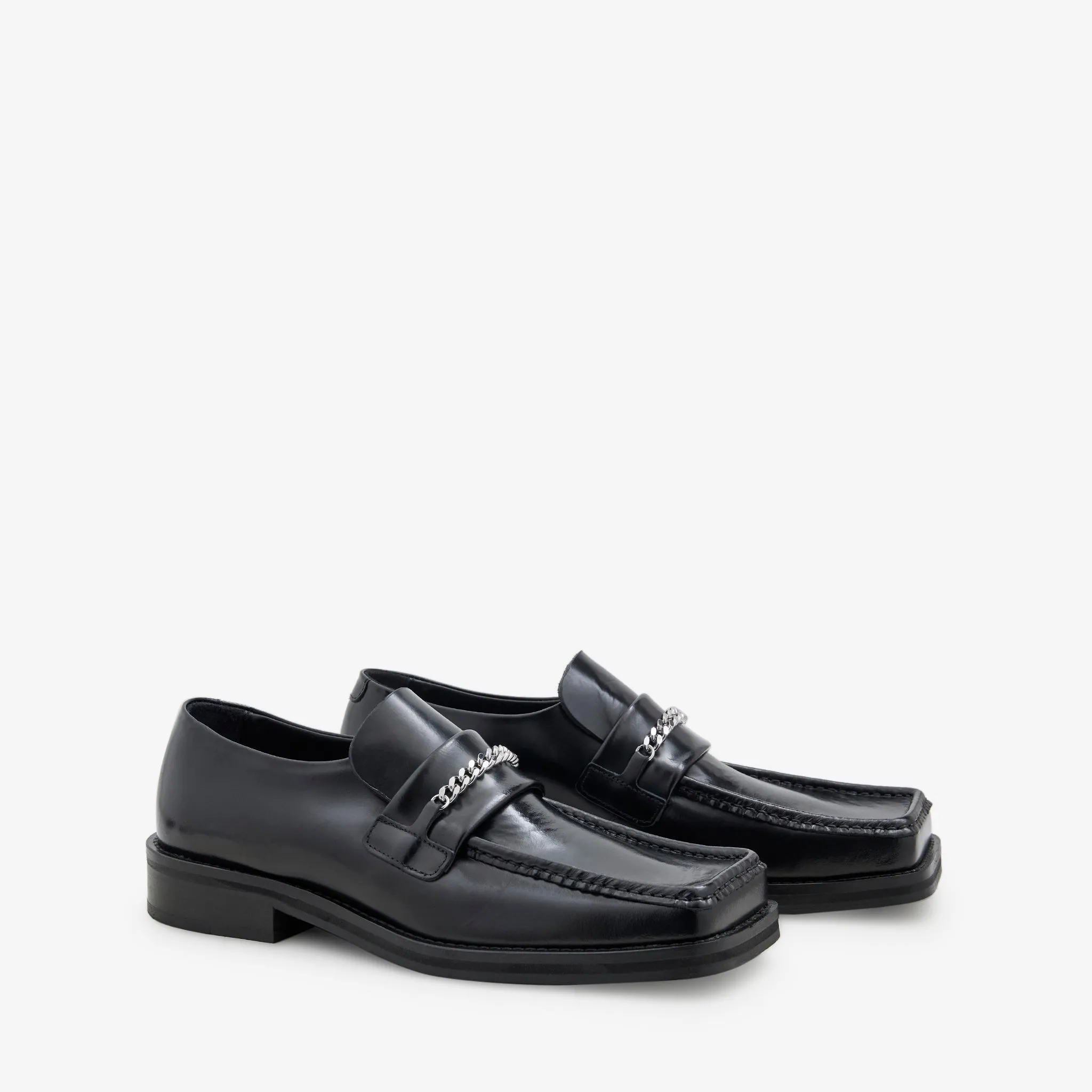 Suede Square Toe Loafer Black