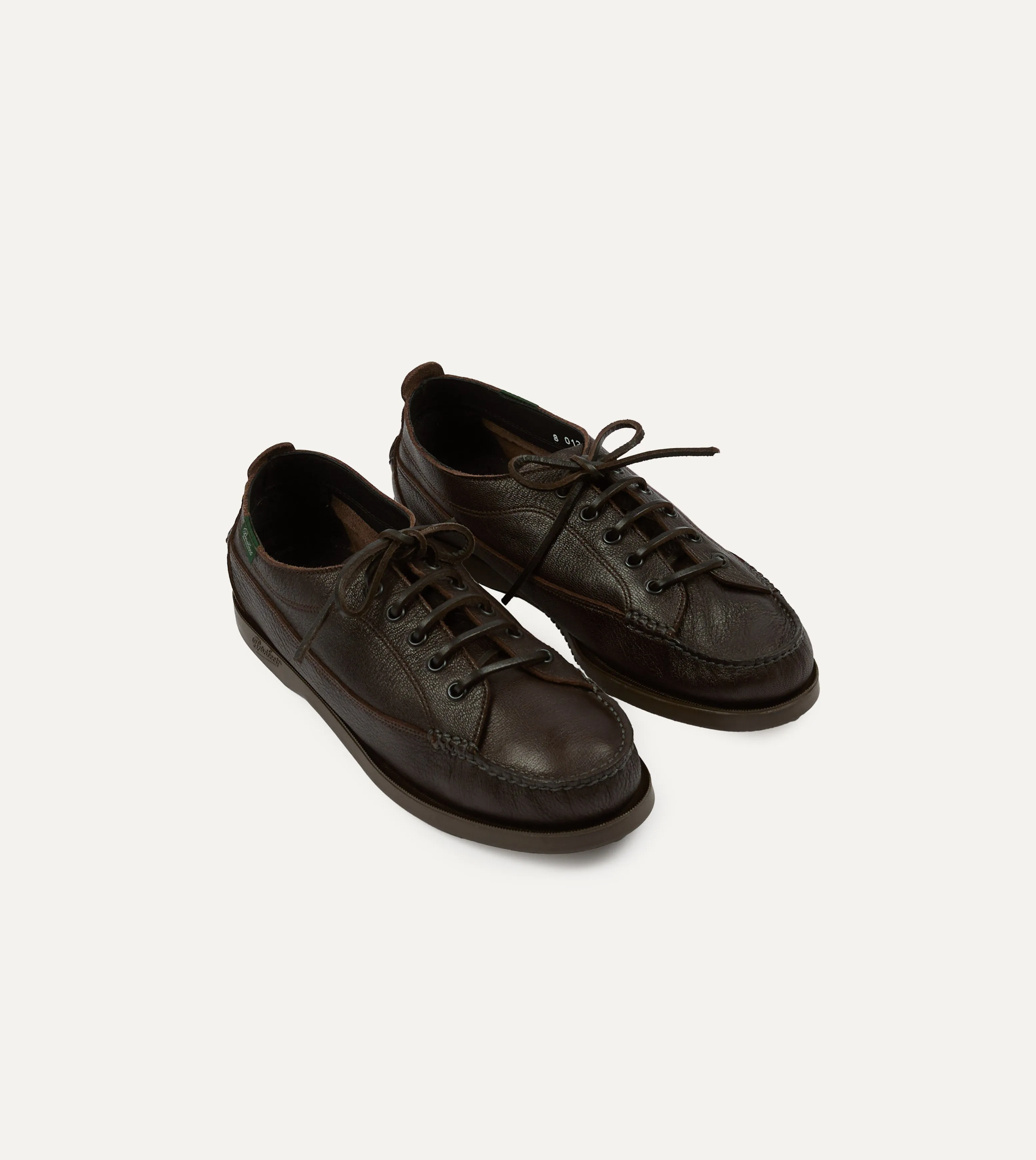 Paraboot for Drake's Malibu Brown Deer Leather Boat Shoe Slim Style
