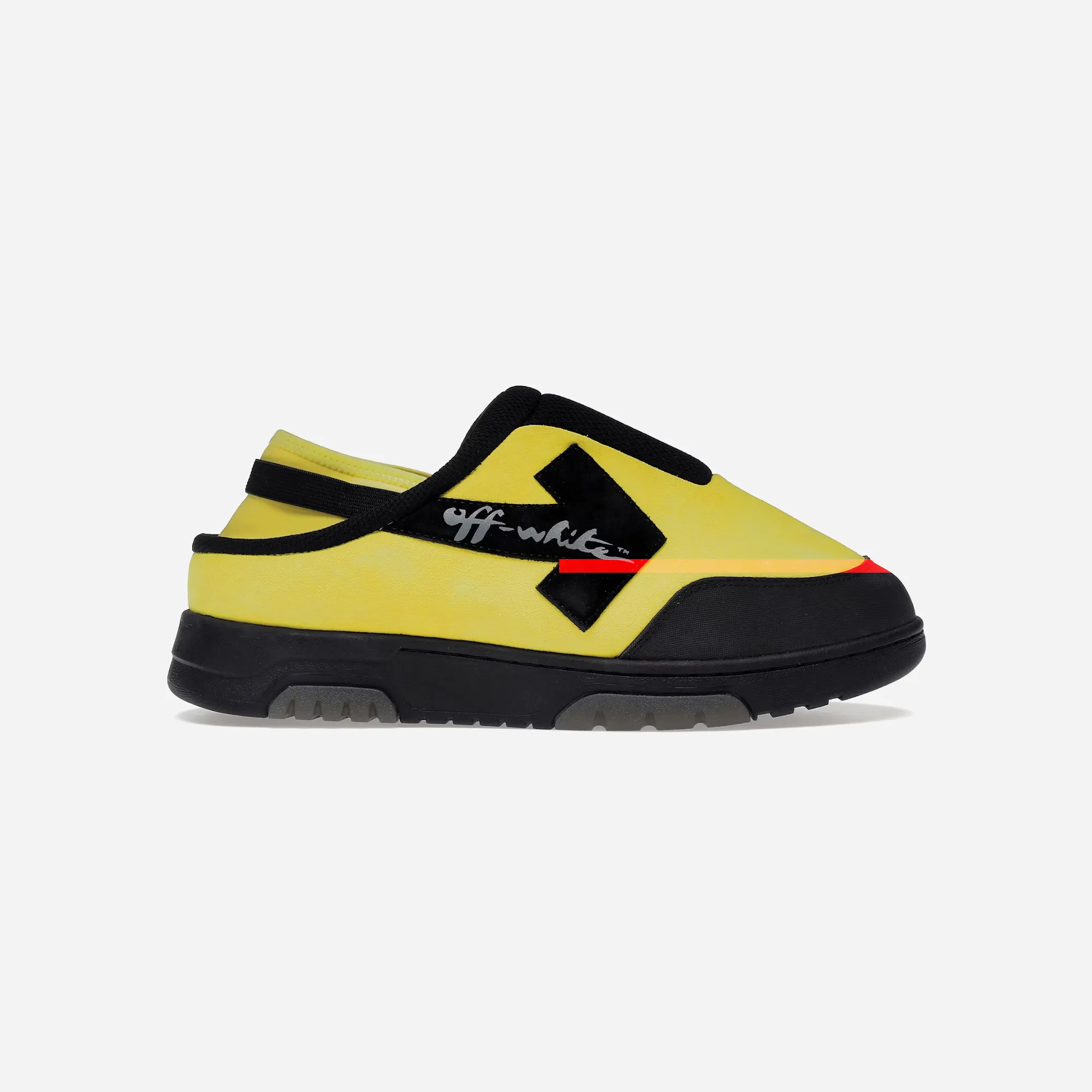 Nike Off-White Out Of Office Mule Yellow Black Pressure Relief Padding Hook And Loop