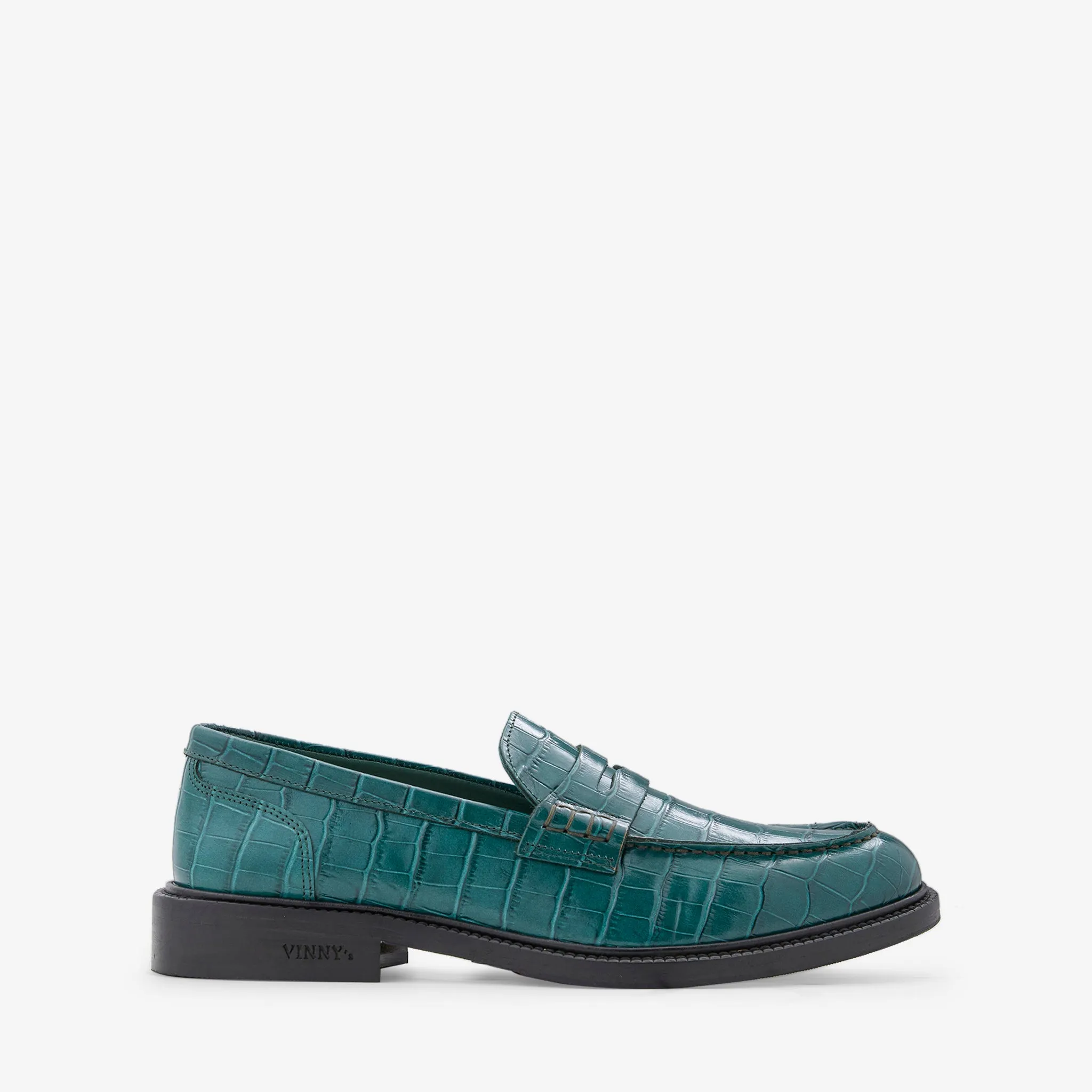 Calm Move Townee Penny Loafer Green Croco