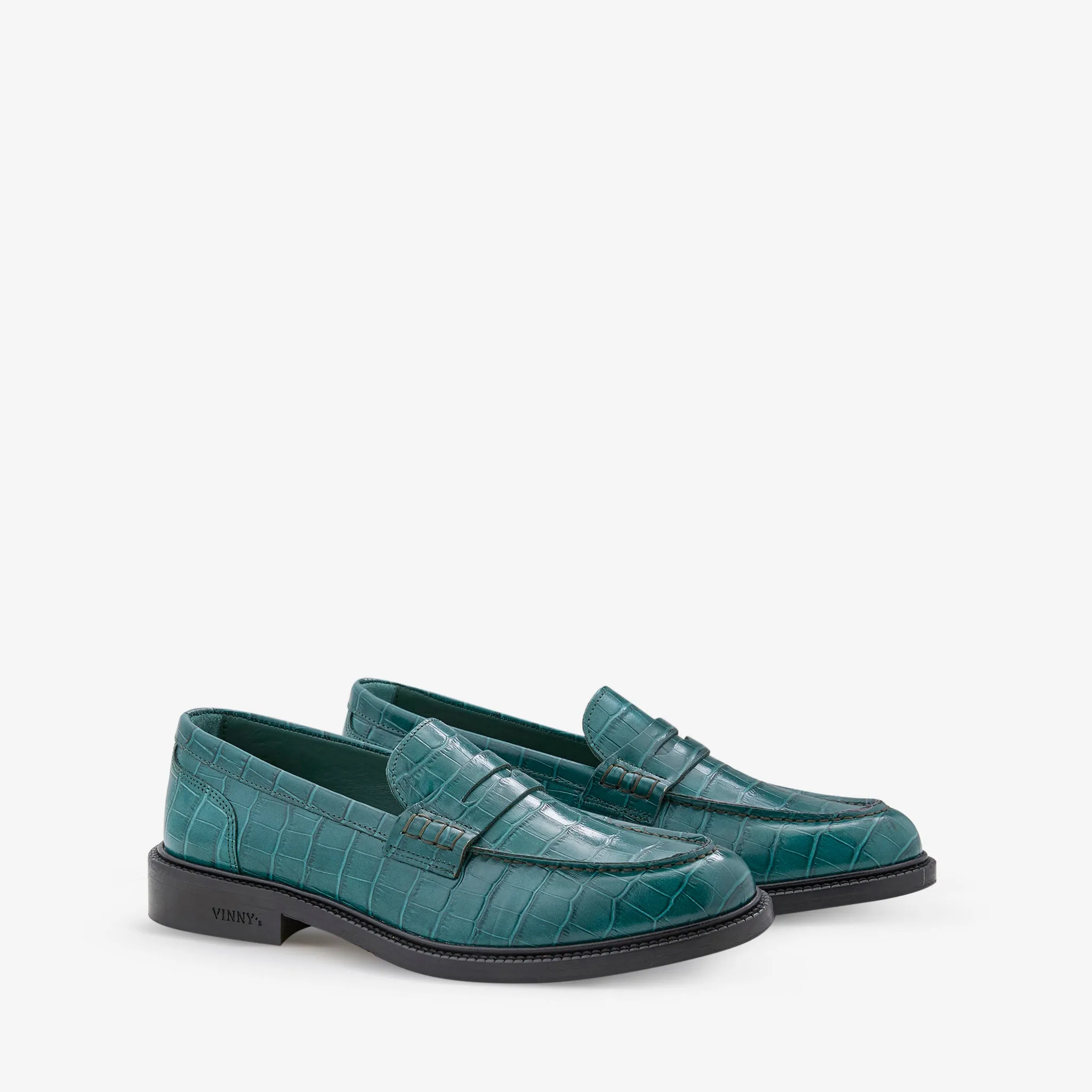 No Laces Townee Penny Loafer Green Croco