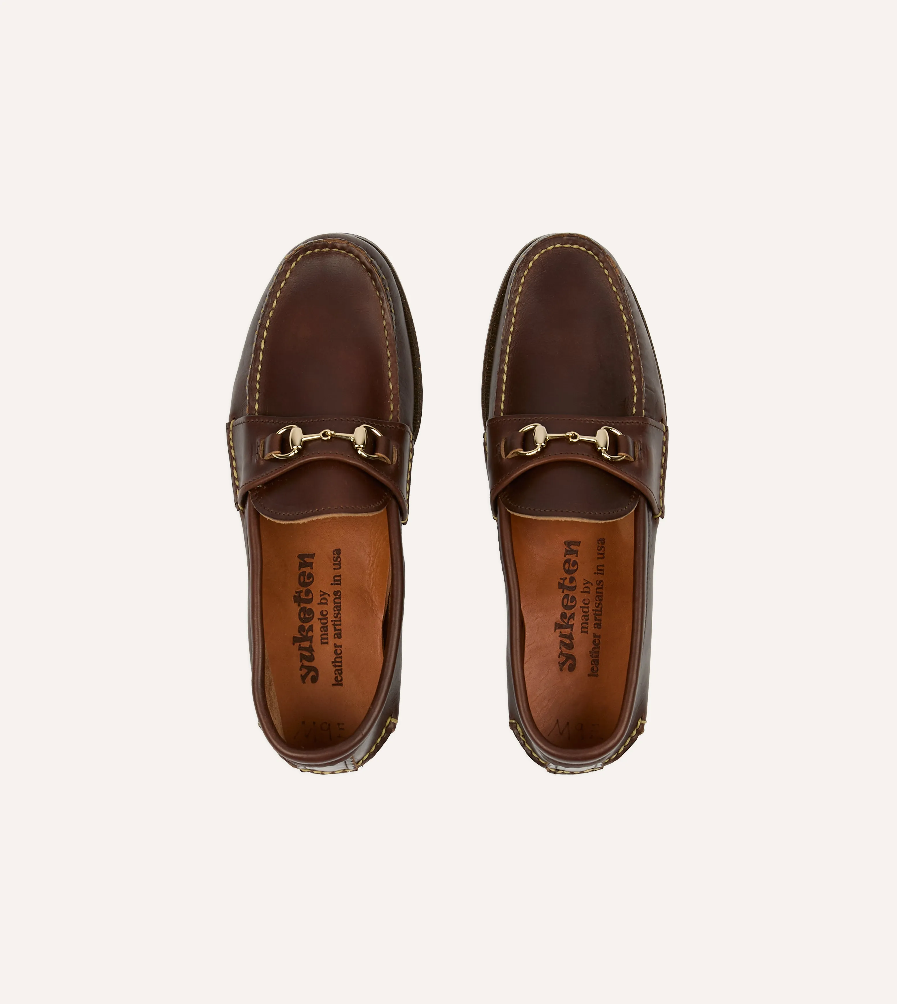 Yuketen Brown Leather Bit Loafer with Camp Sole Superior Cushioning