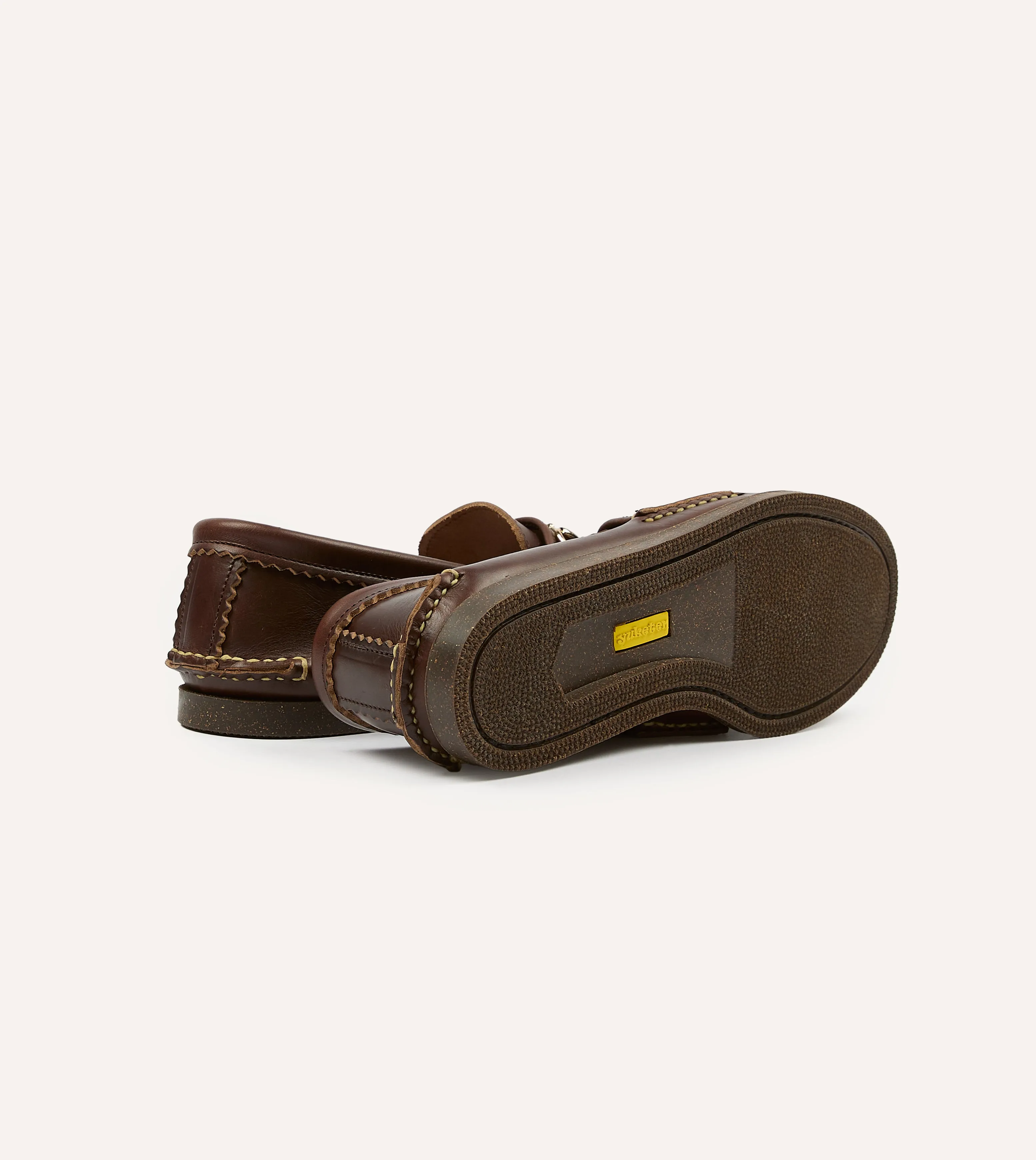Yuketen Brown Leather Bit Loafer with Camp Sole slim fit sandal