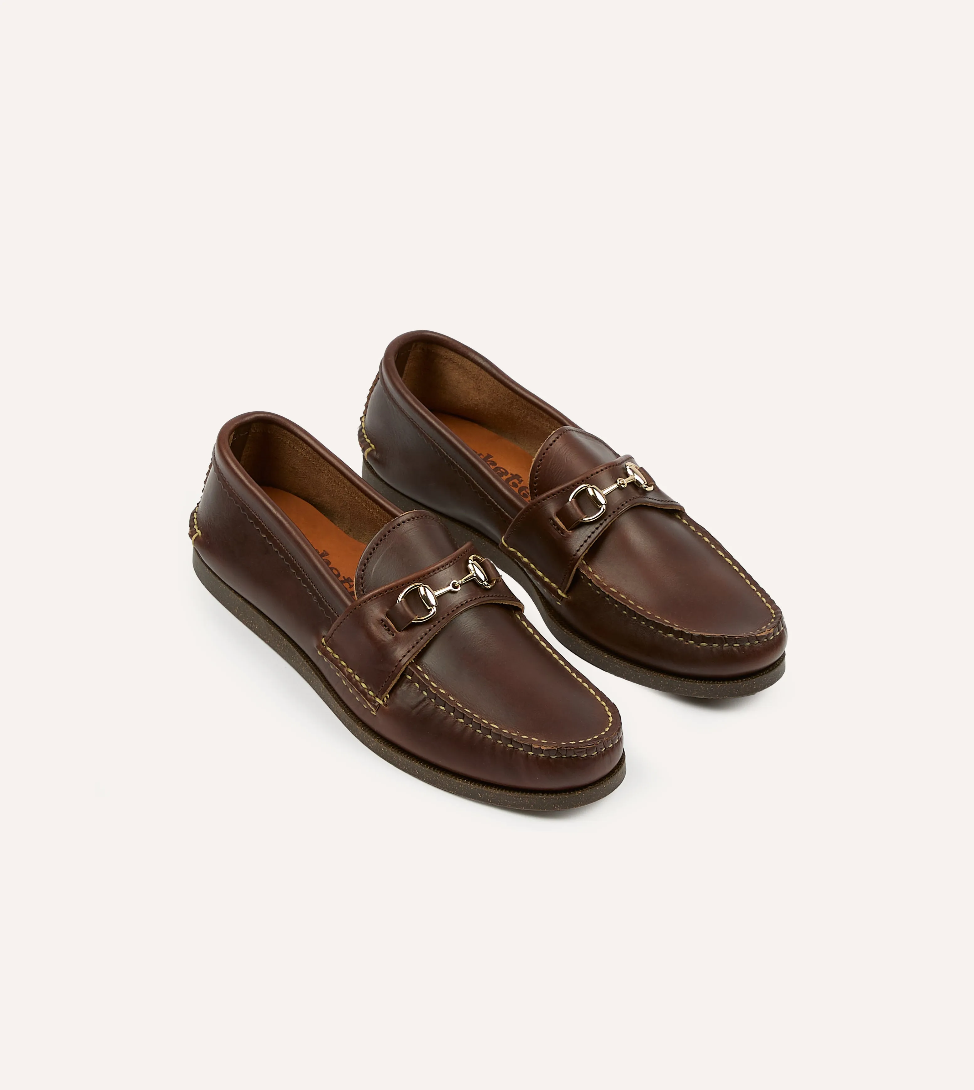 Yuketen Brown Leather Bit Loafer with Camp Sole dullest