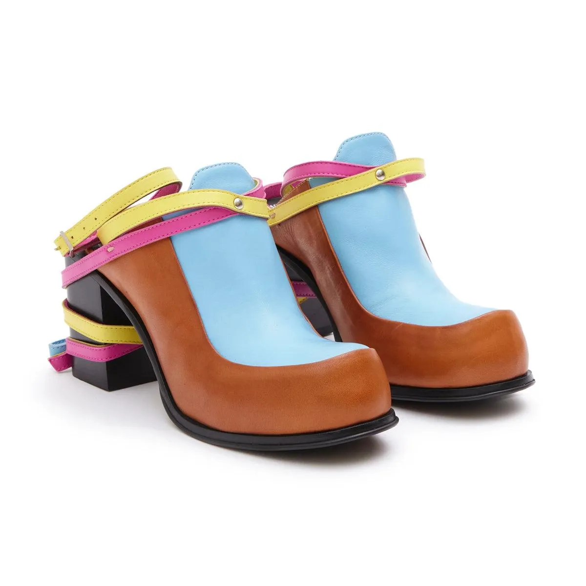   Simona Vanth Tango Stacked Heels 'Multi' Black Edge Match All