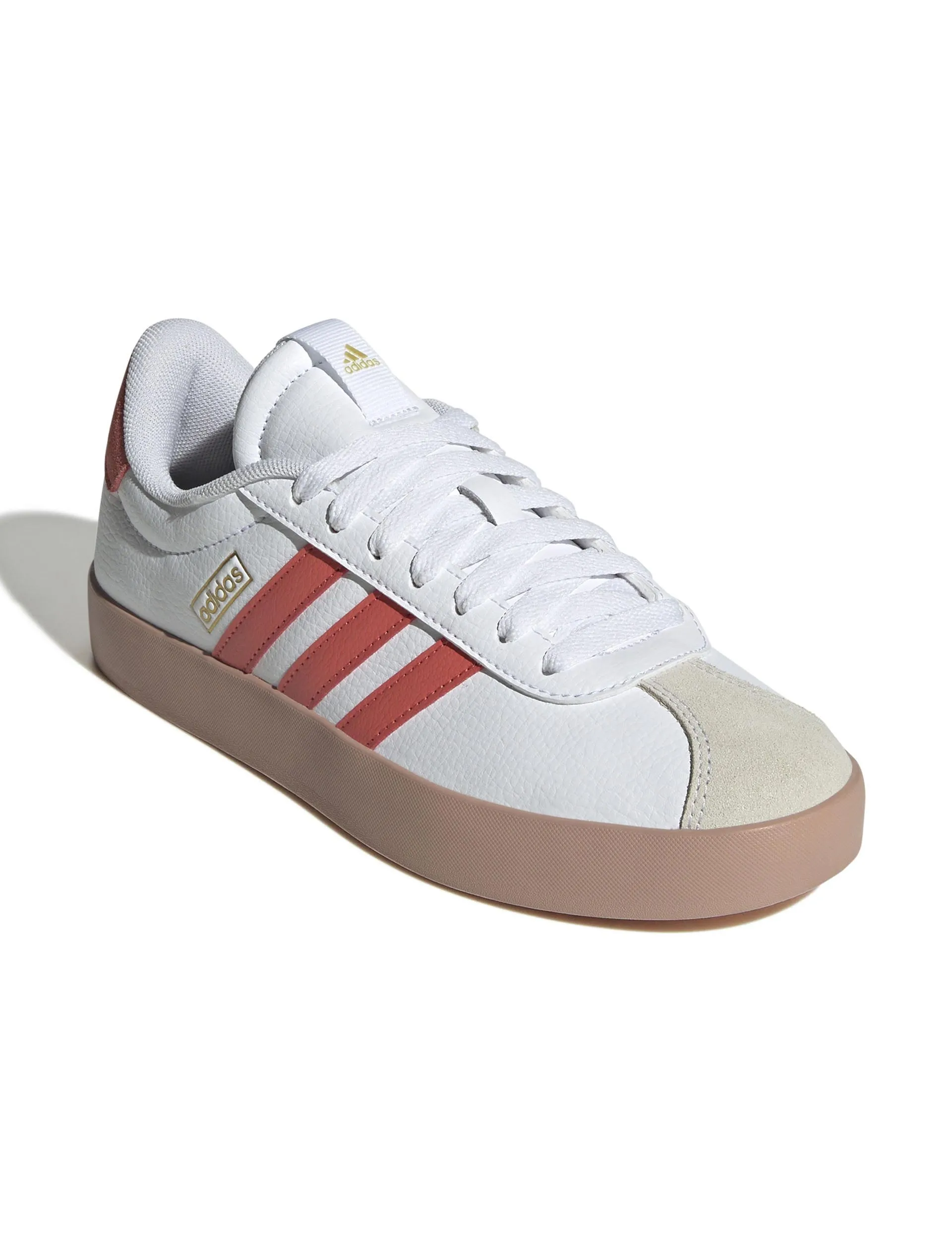 VL Court 3.0 Shoes - Cloud White/Preloved Scarlet/Gold Metallic Fall look