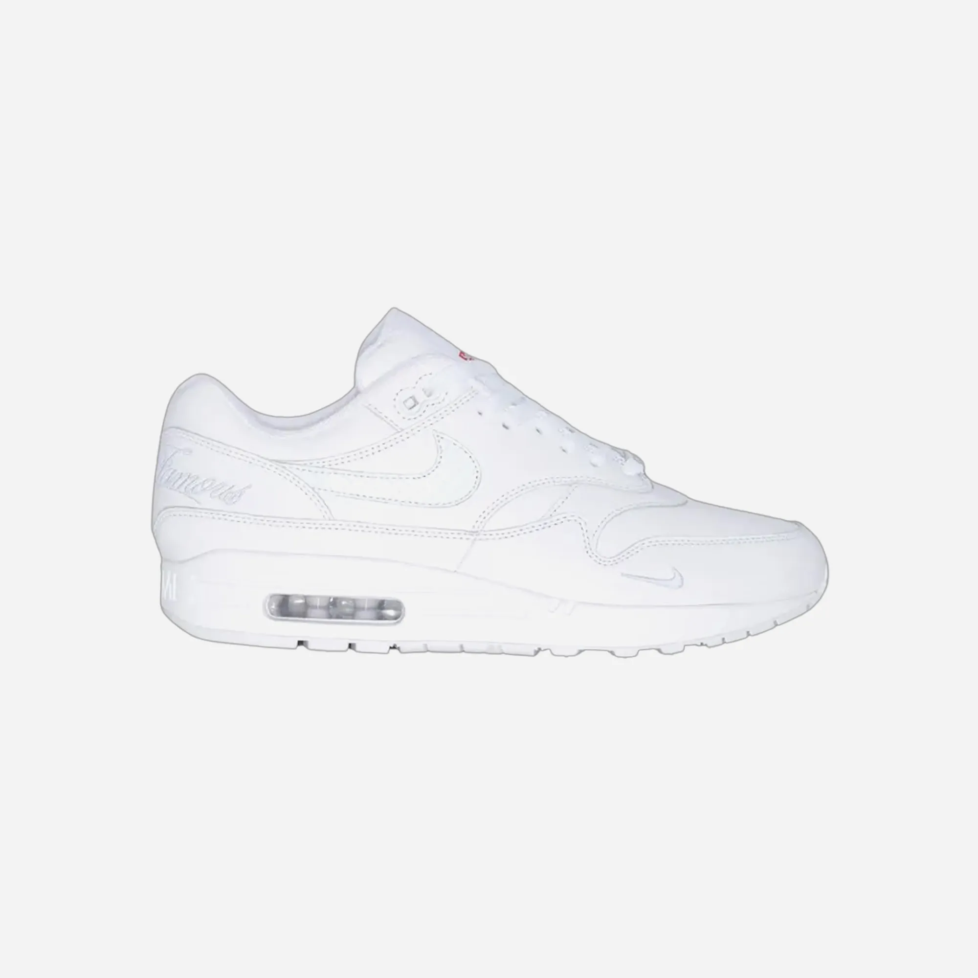 Secure Lace System Pull On Design Supreme x Nike Air Max 1 "White"