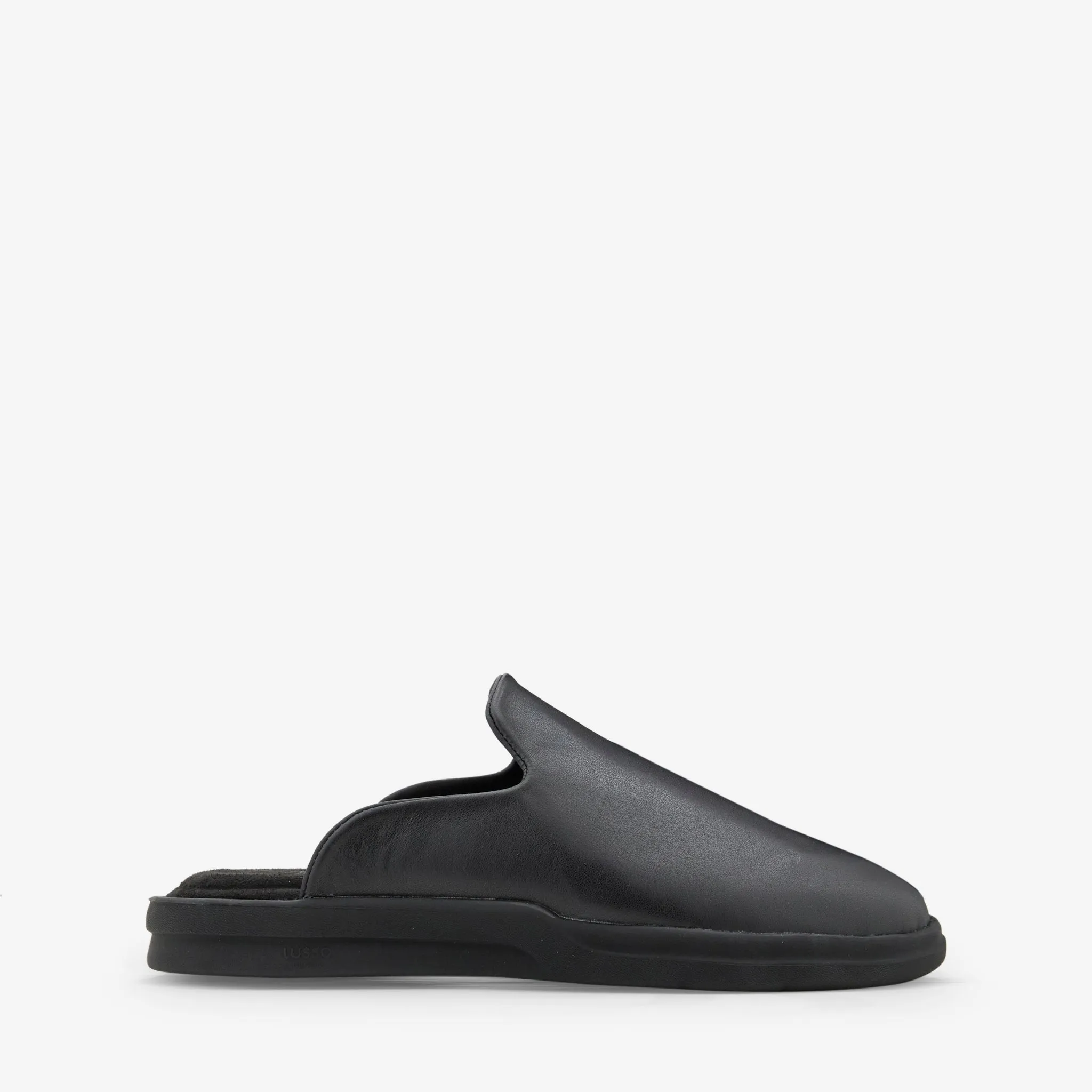 Pelli Smooth Leather Jet Black Wide Step Slip On