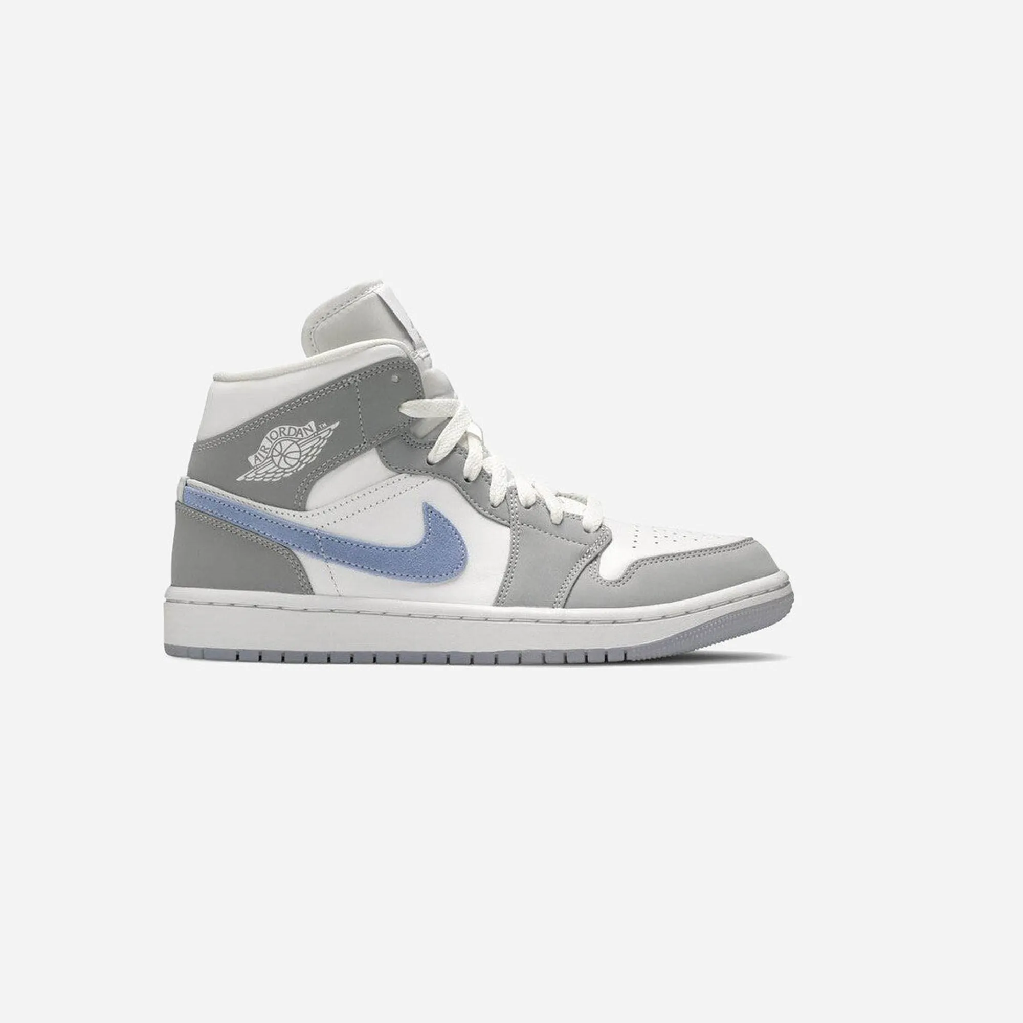 Nike Air Jordan 1 Mid Wolf Grey Aluminium WMNS Movement Comfort Speed Step