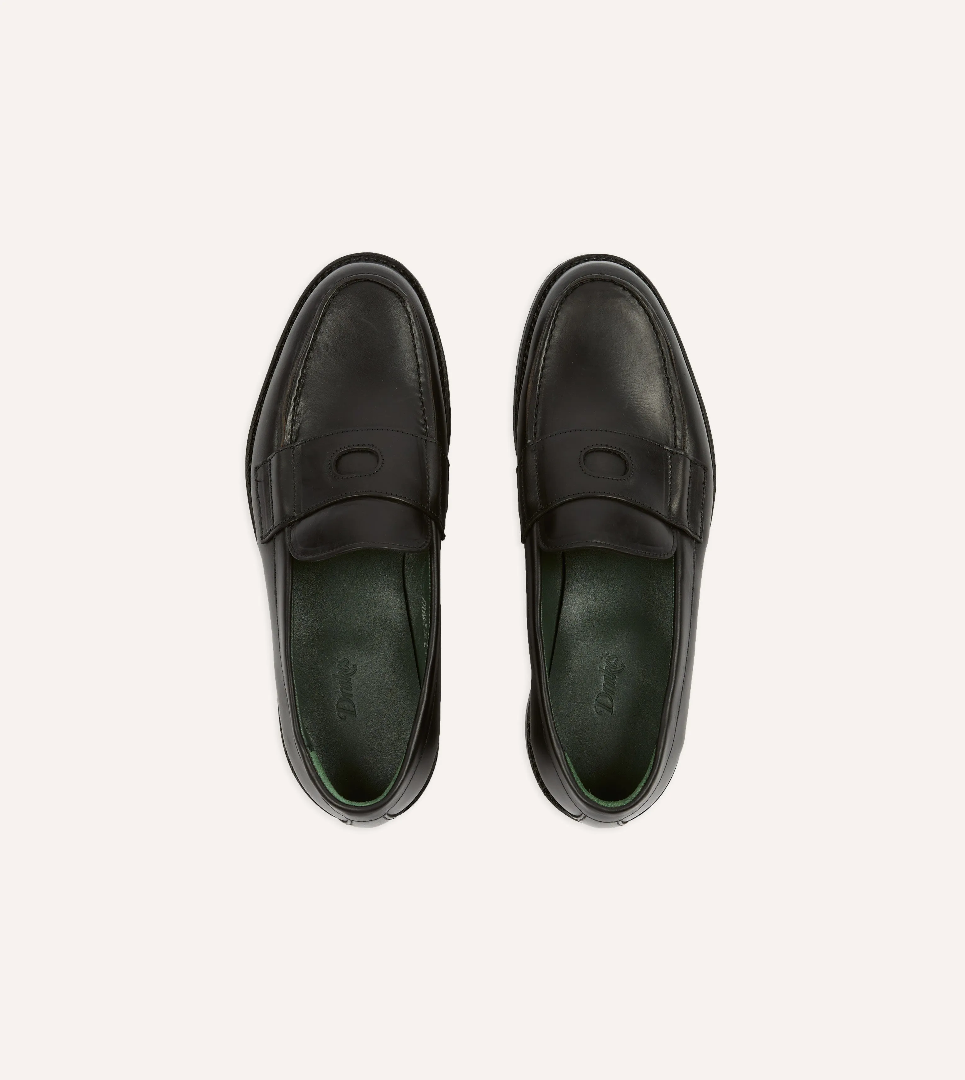 Black Leather Charles Goodyear Welted Penny Loafer trendy teenagers