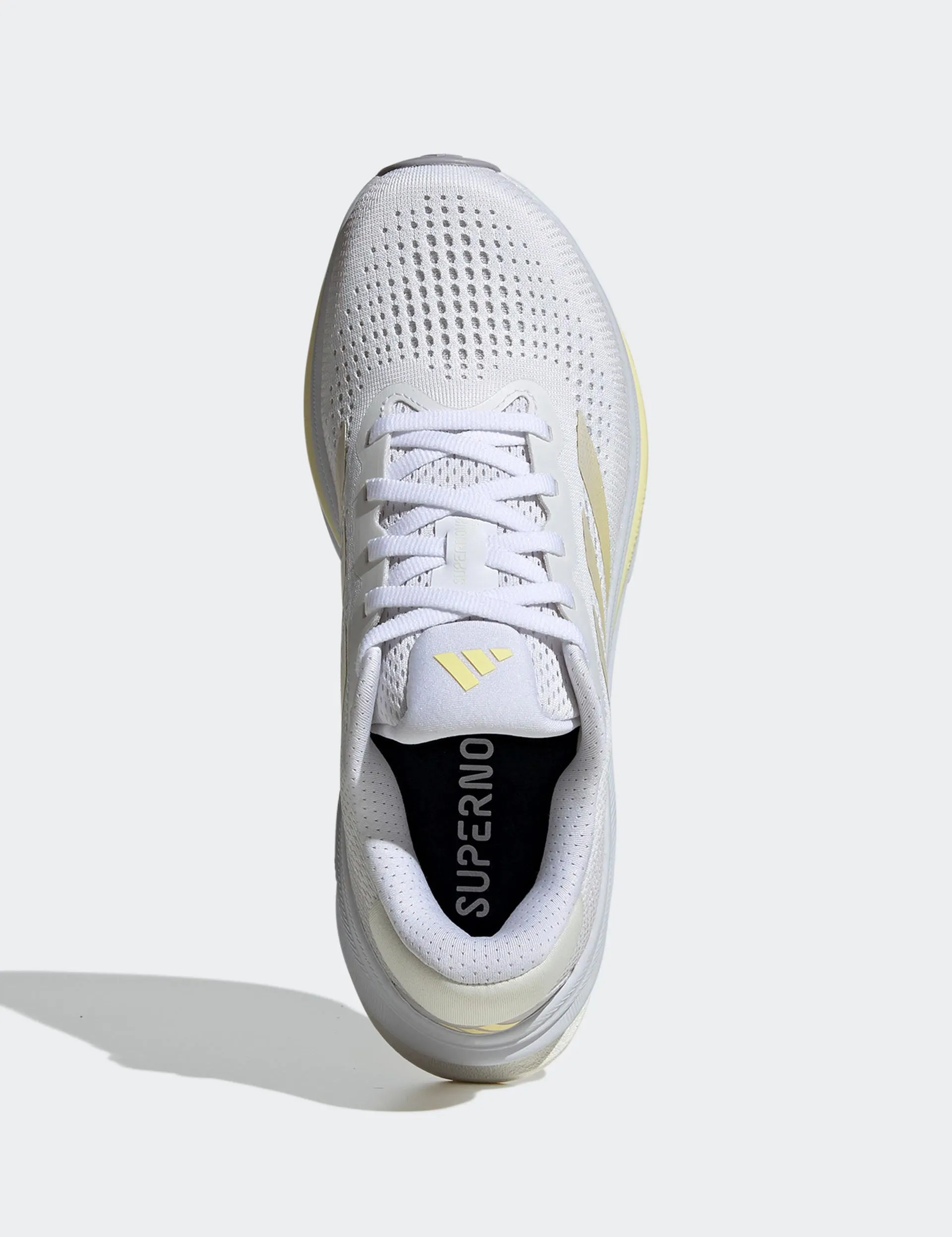 Supernova Rise Running Shoes - Cloud White/Zero Metallic/Almost Yellow Stretch Fabric