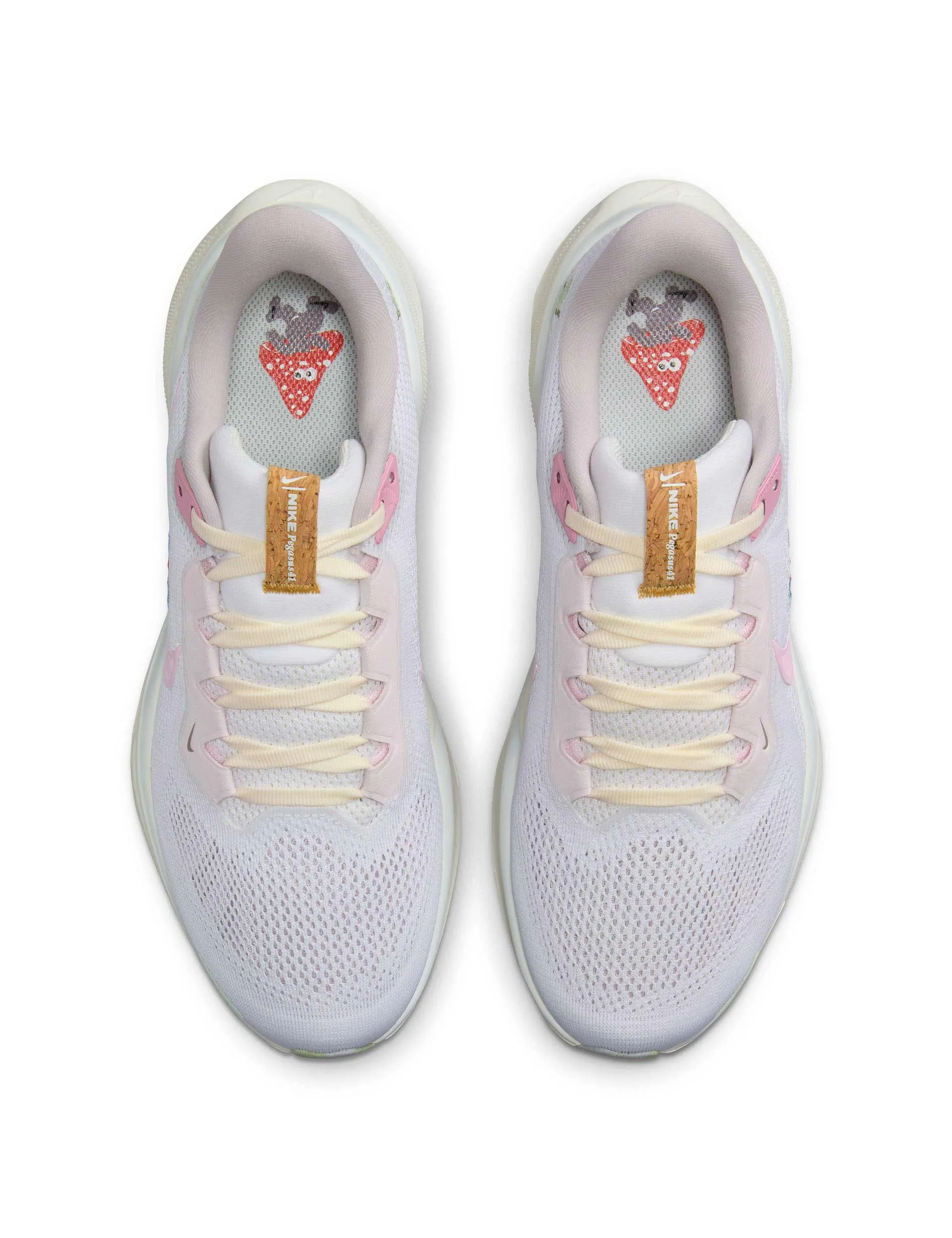 book - themed running gear Pegasus 41 Shoes - White/Pink Foam/Sail/Football Grey