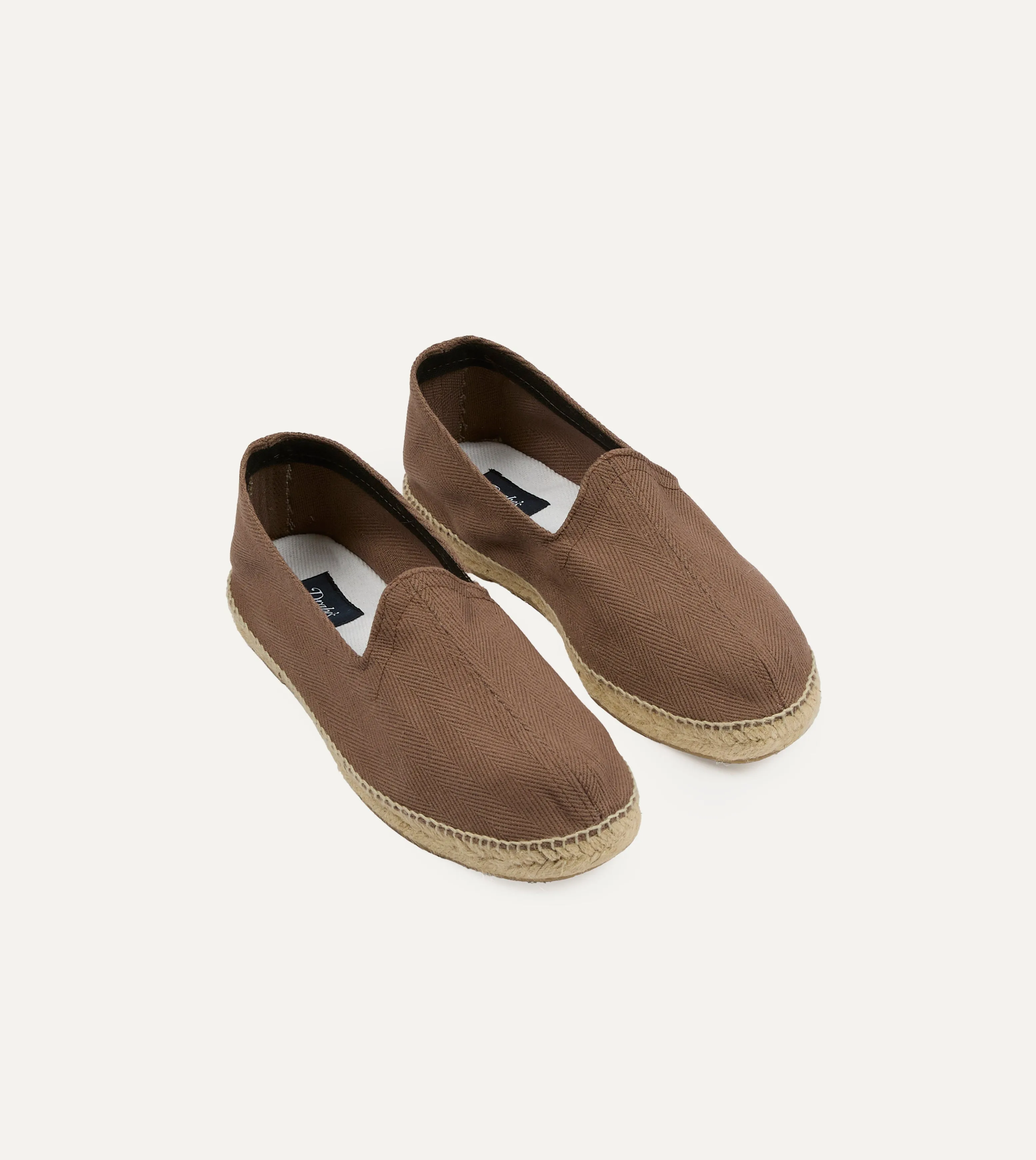 Taupe Herringbone Cotton Espadrilles Rugby