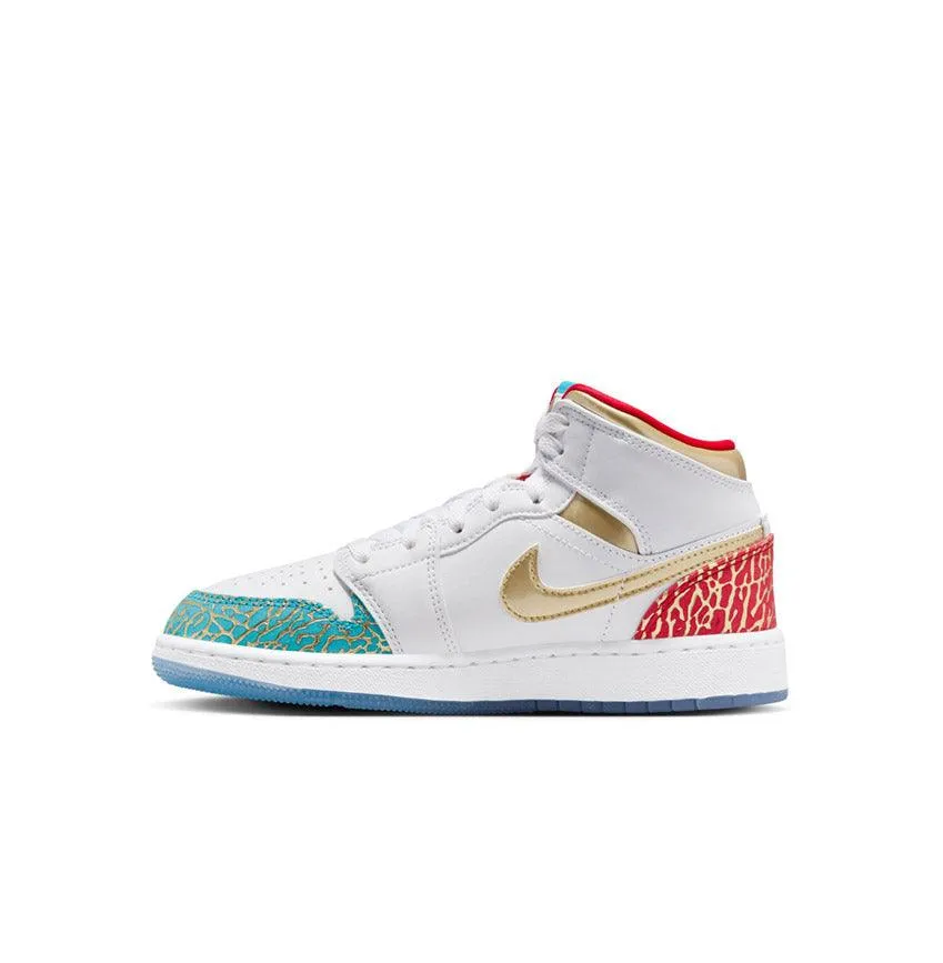 Kid's Air Jordan 1 Mid SS 'UNC to Chi' Rain Step
