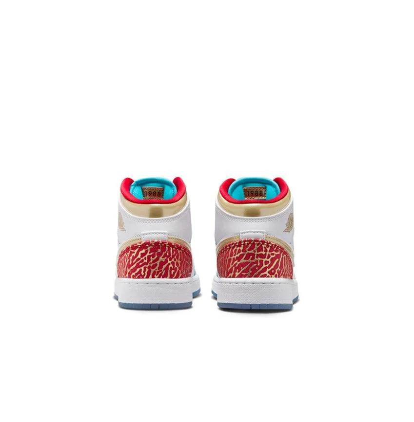 Kid's Air Jordan 1 Mid SS 'UNC to Chi' Angel Mood
