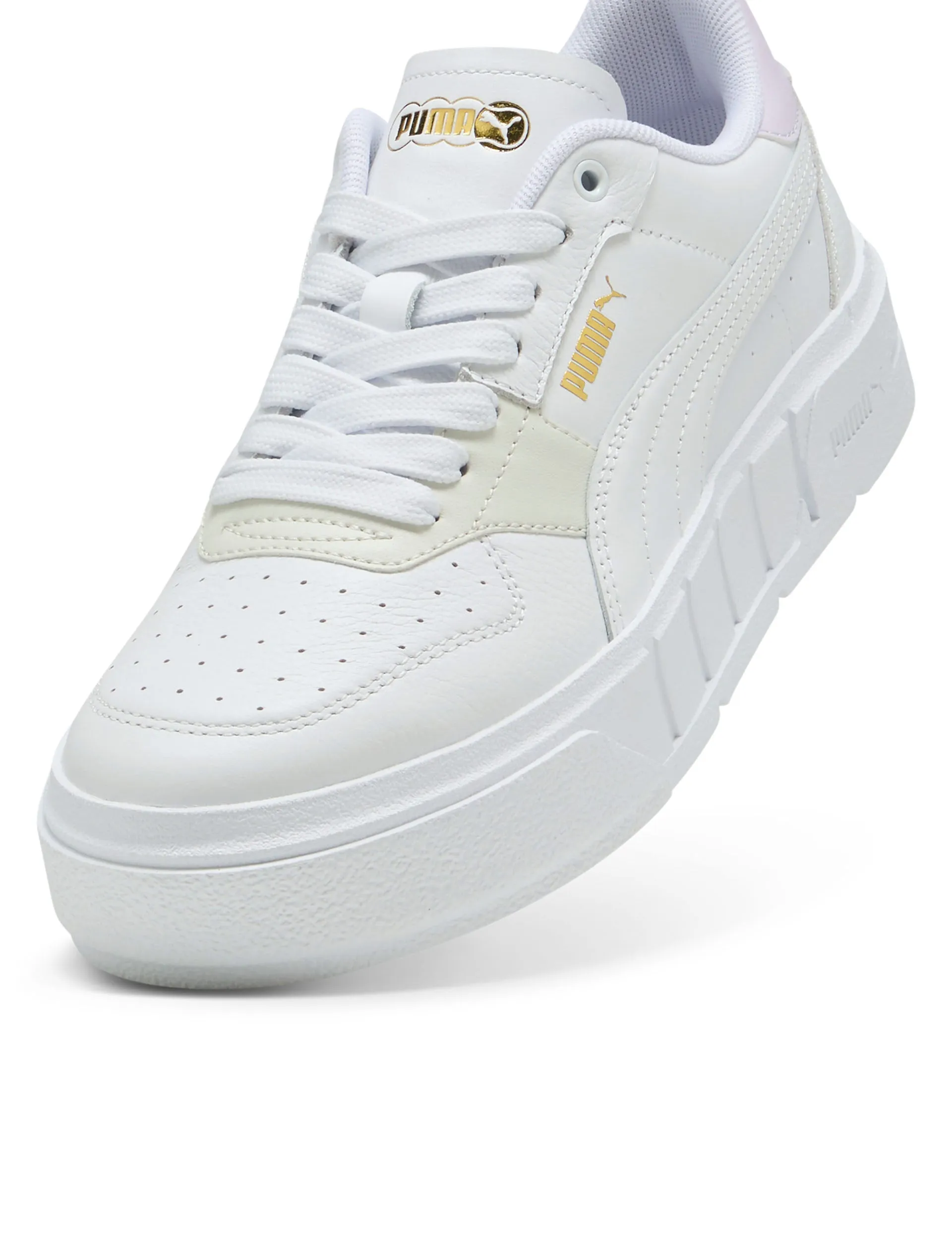 PU Sole Style Flow Cali Court Leather Sneakers - White/Lilac Frost